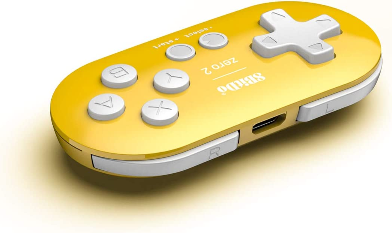 8Bitdo Zero 2 Bluetooth Gamepad Key Chain Sized Mini Controller for Switch, Windows, Android, Macos with a Commemorative Brooch(Yellow Edition) image number 1