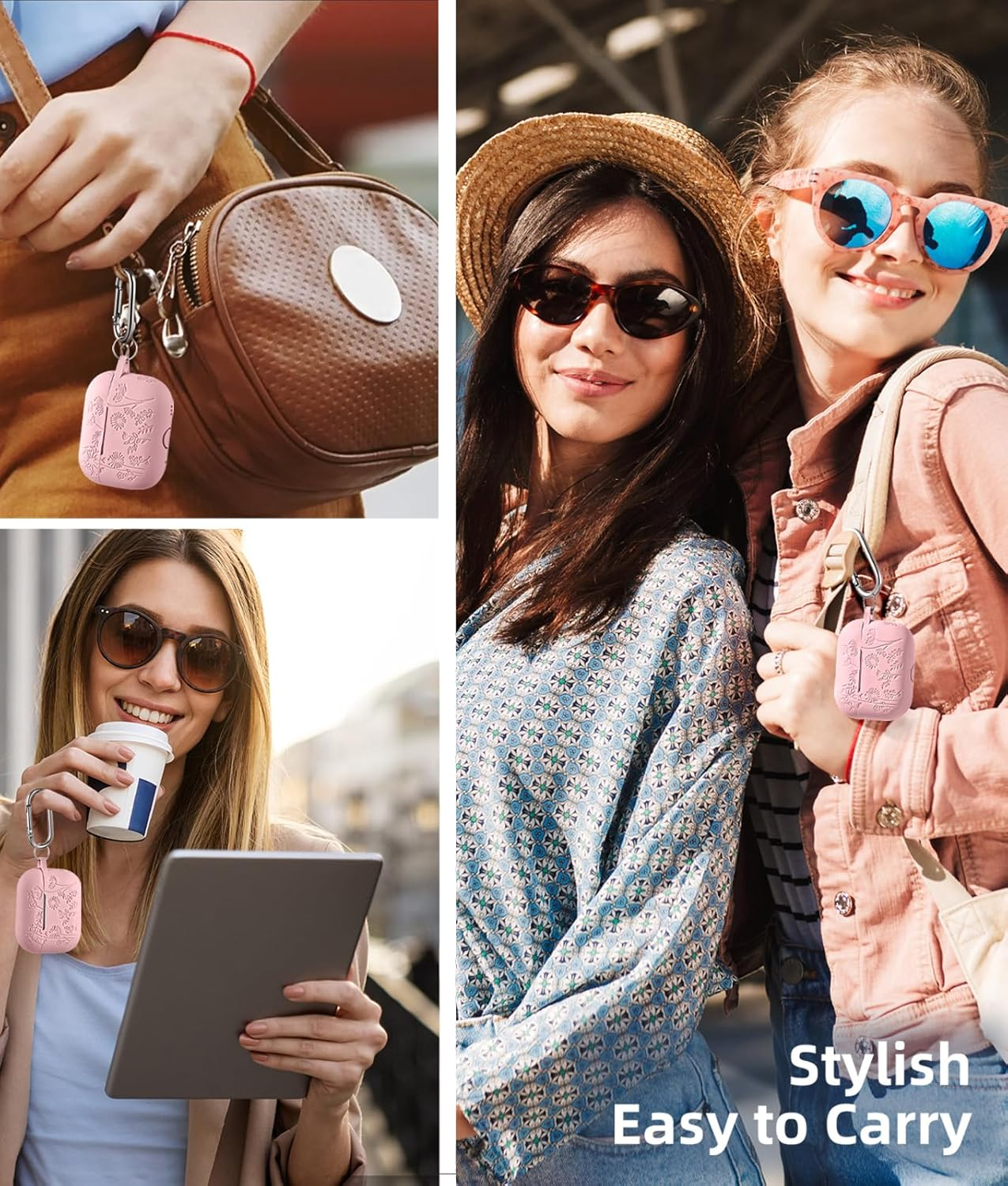 Flower Engraved Case Compatible with Airpods Pro 2 Case Cover & Airpod Pro Case Cover, Cute Soft Silicone Full Protection, for Apple Airpods Pro 2Nd 1St Generation Case Front LED Visible, Pink image number 5