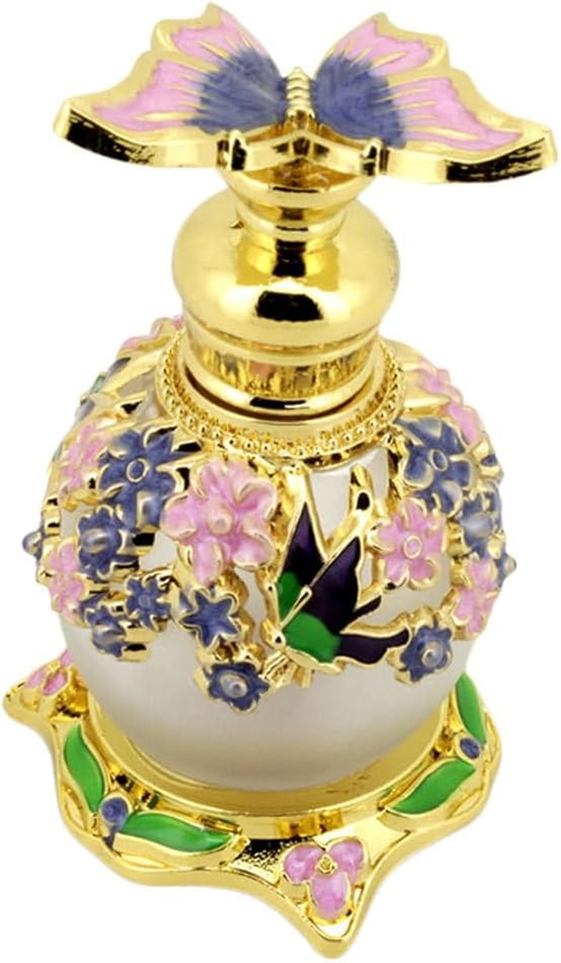 Healifty 15Ml Glass Perfume Bottle, Vintage Decorative Perfume Bottle, Refillable Perfume Bottle Dropper Bottle for Woman, Women Girl Gift image number 1