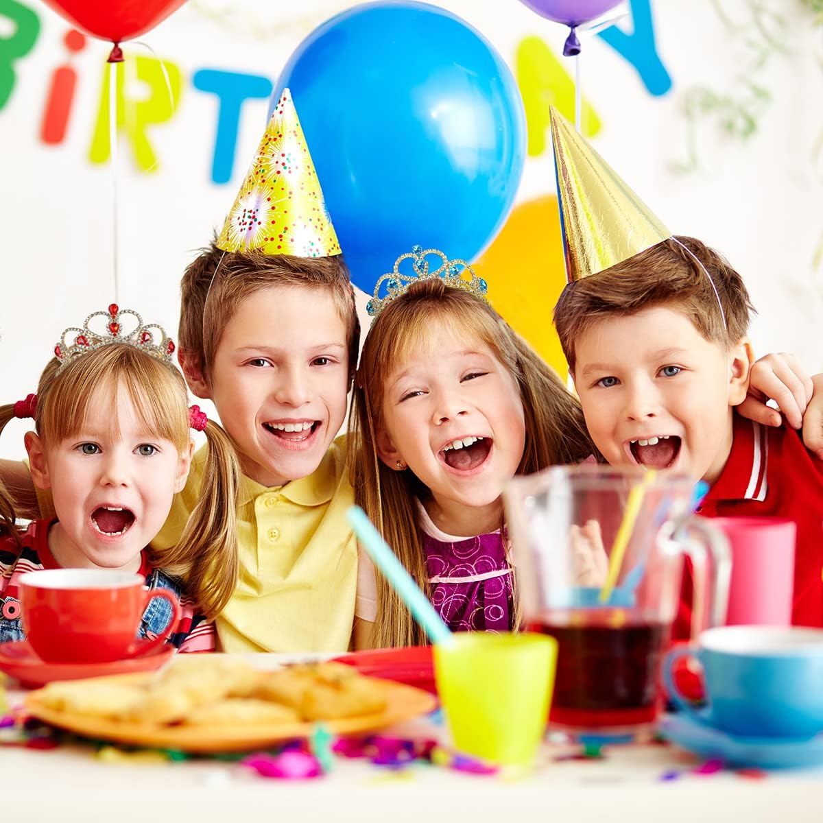 Lovelyshop Red Gems Rhinestone Gold Tiara for Little Girl in Halloween Birthday Princess Party