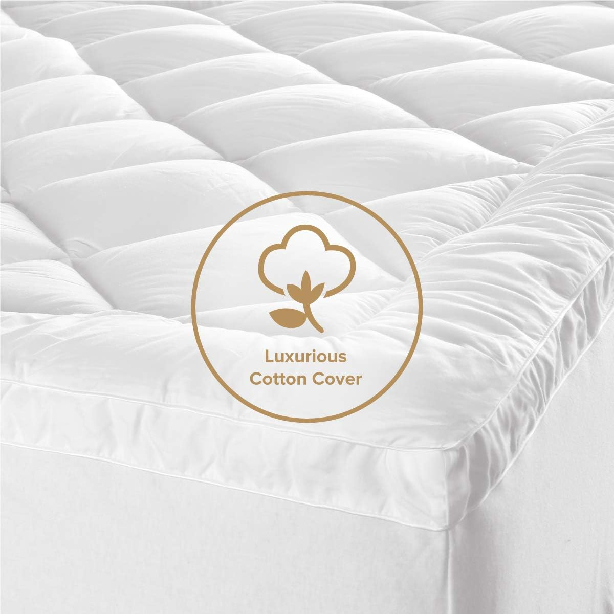 Tontine Hotel Collection Ultimate Loft Mattress Topper - Queen Size, Luxury Cotton Cover, Long Lasting Filling, anti Bacterial Soft Mattress Topper with Fitted Skirt image number 3