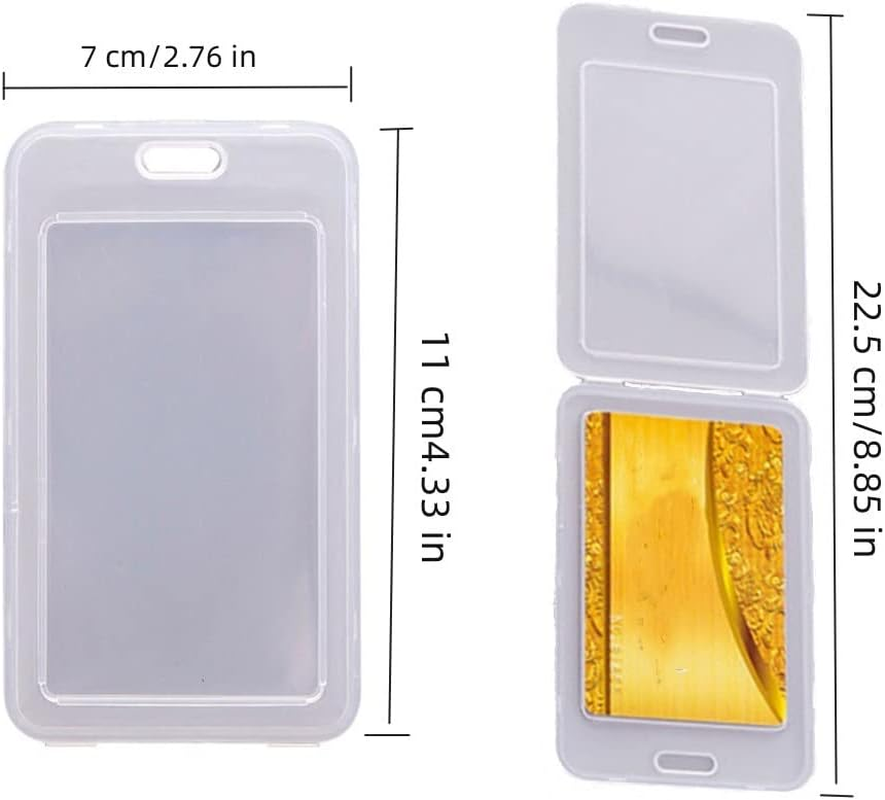 10Pcs Transparent Badge Holder Double Sided Hard Rigid Bus Card Holder Case,Clear Vertical Name Tag Badge Id Card Case,Plastic Vertical Name Badge ID Card Holders,Clear ID Badge Holder Badge Holder image number 1