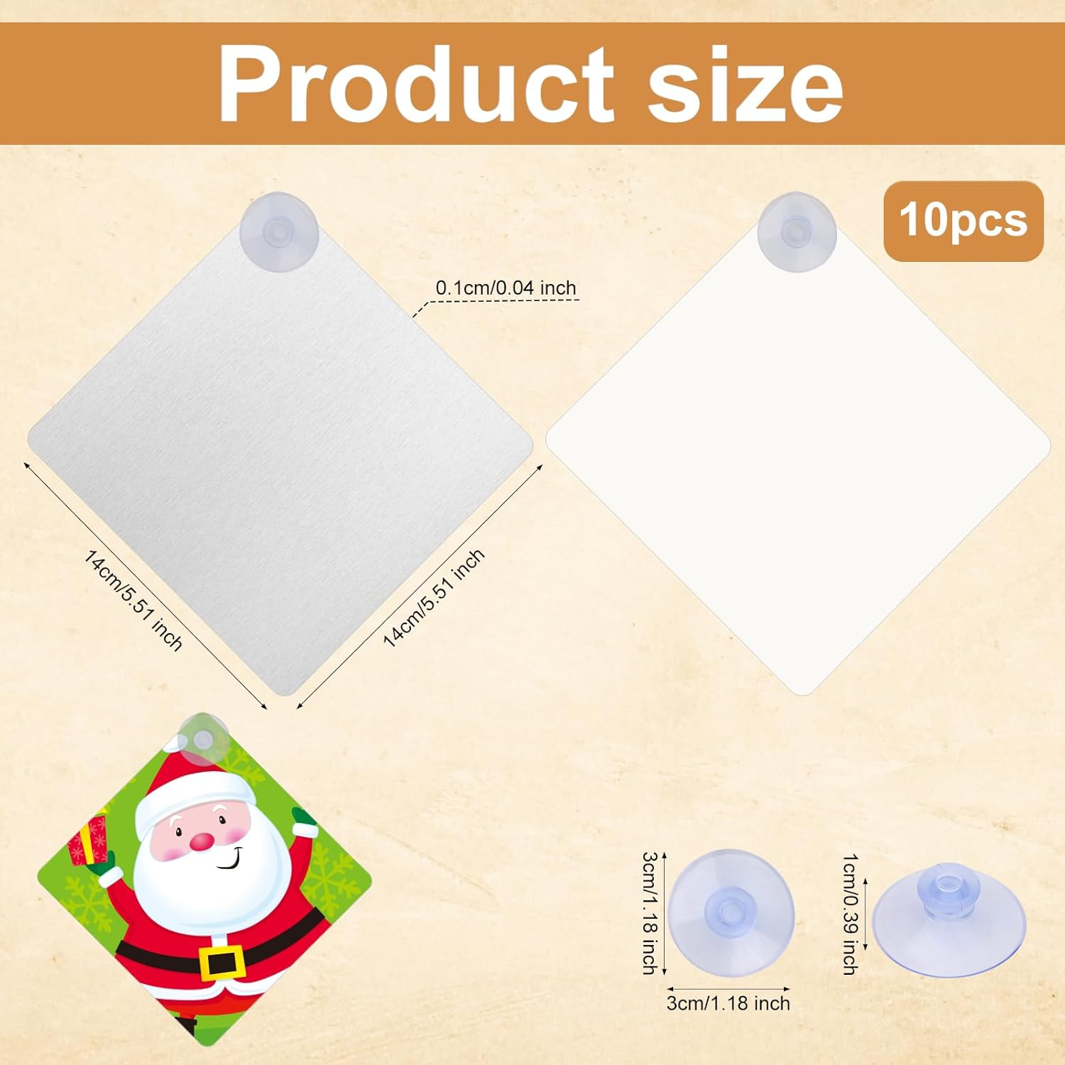 10Pcs Sublimation Blank Suction Cup Sign, Suction Cup Car Window Sign Sublimation Metal Sign Blanks Removable Blank Car Window Sign Car Safety Warning Sign for DIY Crafts image number 2