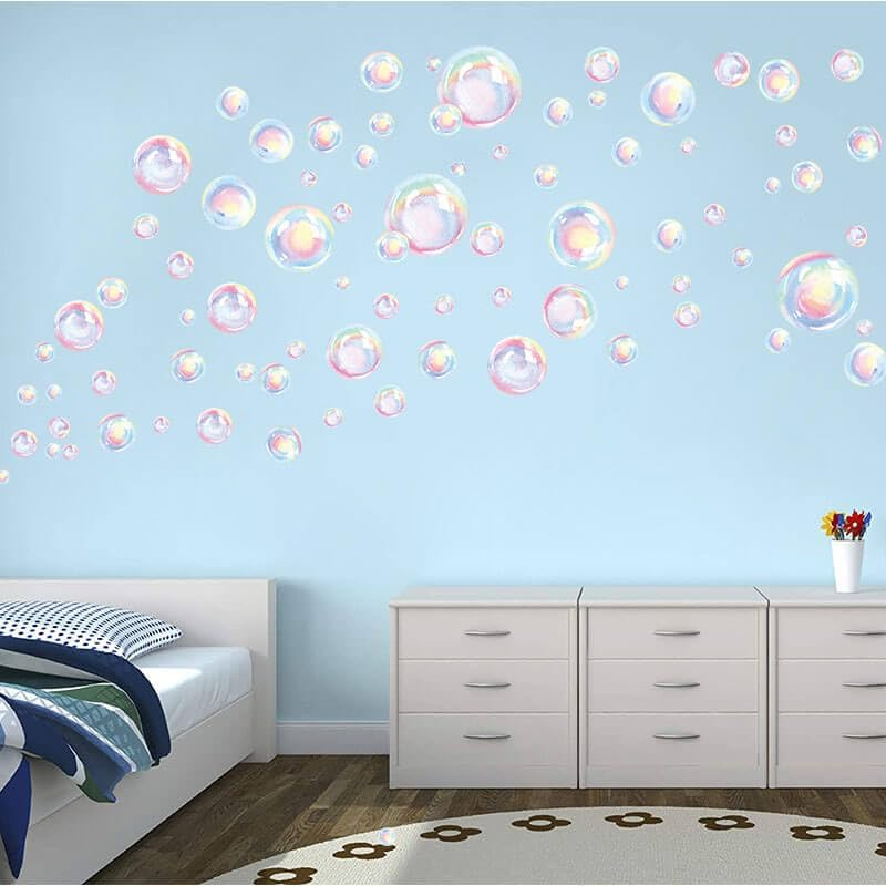 Dayker 2 Sheets Bubble Wall Decals, Colorful Bubbles Wall Stickers, Removable PVC Cutouts Ocean Decor, Underwater World Decoration for Room Nursery Birthday under the Sea Mermaid Theme Party image number 5