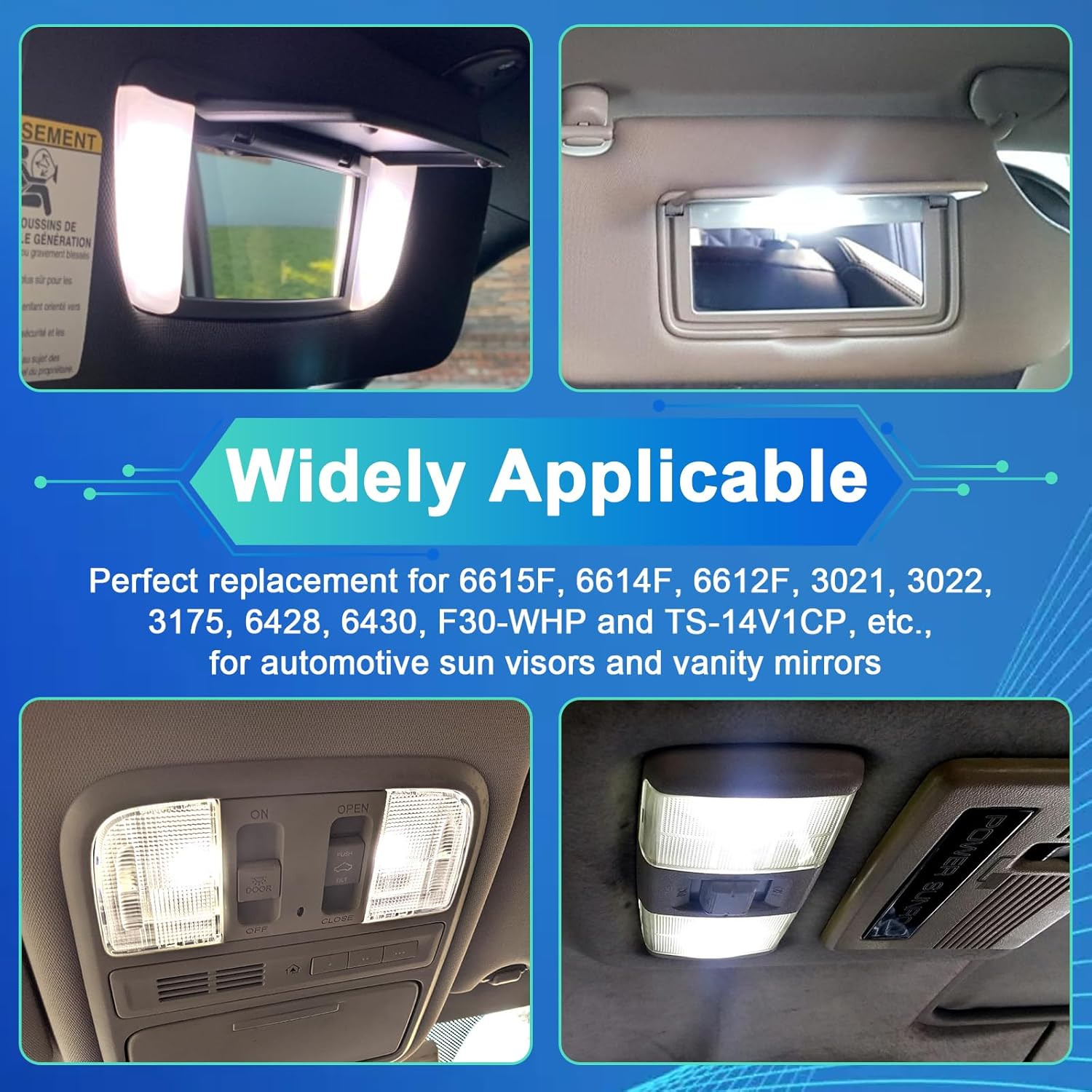 Ecocstm 6 PCS 29.5Mm LED Car Bulb, Extremely Bright 9-SMD 4014 Chips, Xenon Festoon Light Bulb 6614F 6641 6612F, Automotive Light Bulbs 12V for Vanity Mirror, Sun Visor, and Dome Light image number 5