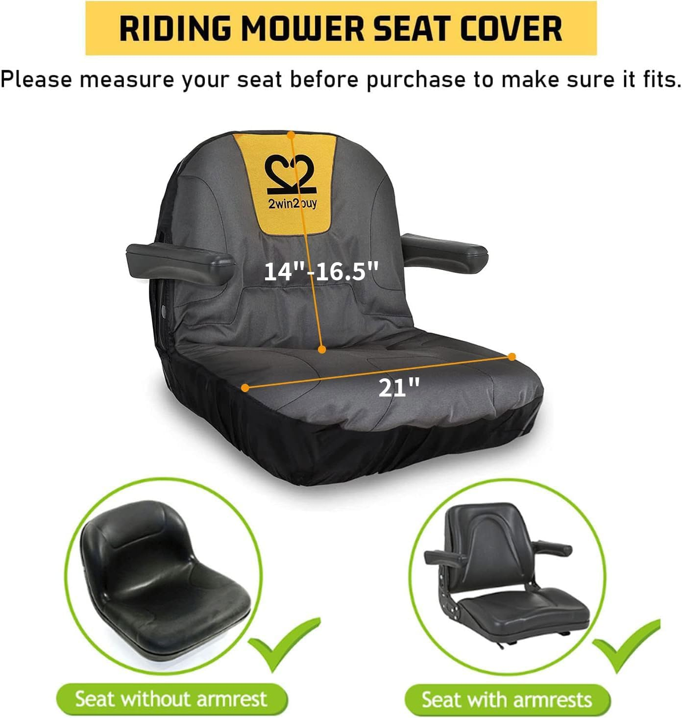 Riding Lawn Mower Seat Cover, Heavy Duty 600D Polyester Oxford Tractor Seat Cover with Padded Cushion Surface, Durable Waterproof Seat Cover Fits Craftsman,Cub Cadet,Kubota Lawn Mower Tractor image number 6