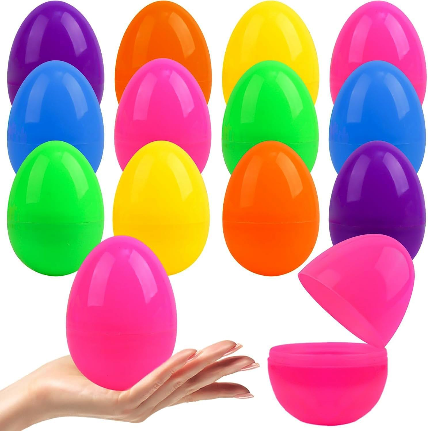 Fyvadio Fillable Eggs, 24PCS Empty Plastic Egg, Colourful Refillable Plastic Surprise Eggs, Holiday Candy & Surprises Gift Box - Easter Egg Hunts Hanging Decor (6 Colors) image number 3