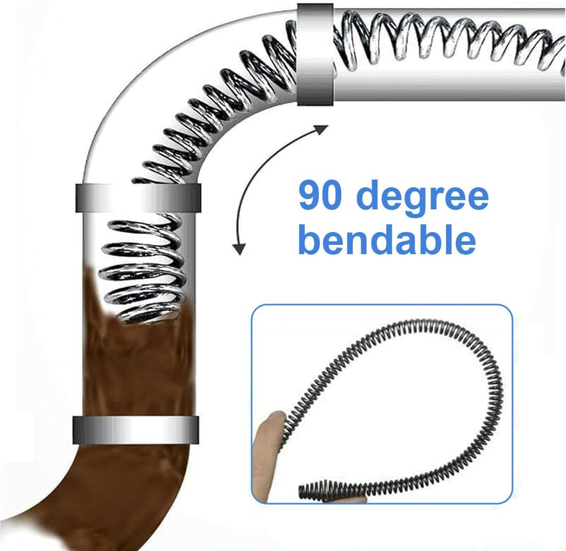 Pipe Cleaning Spiral, Spiral Drain Cleaning 3 M X 12 Mm Pipe Cleaner Spiral Universal Drain Spiral Drain Cleaner Spiral for Stubborn Blockages image number 1