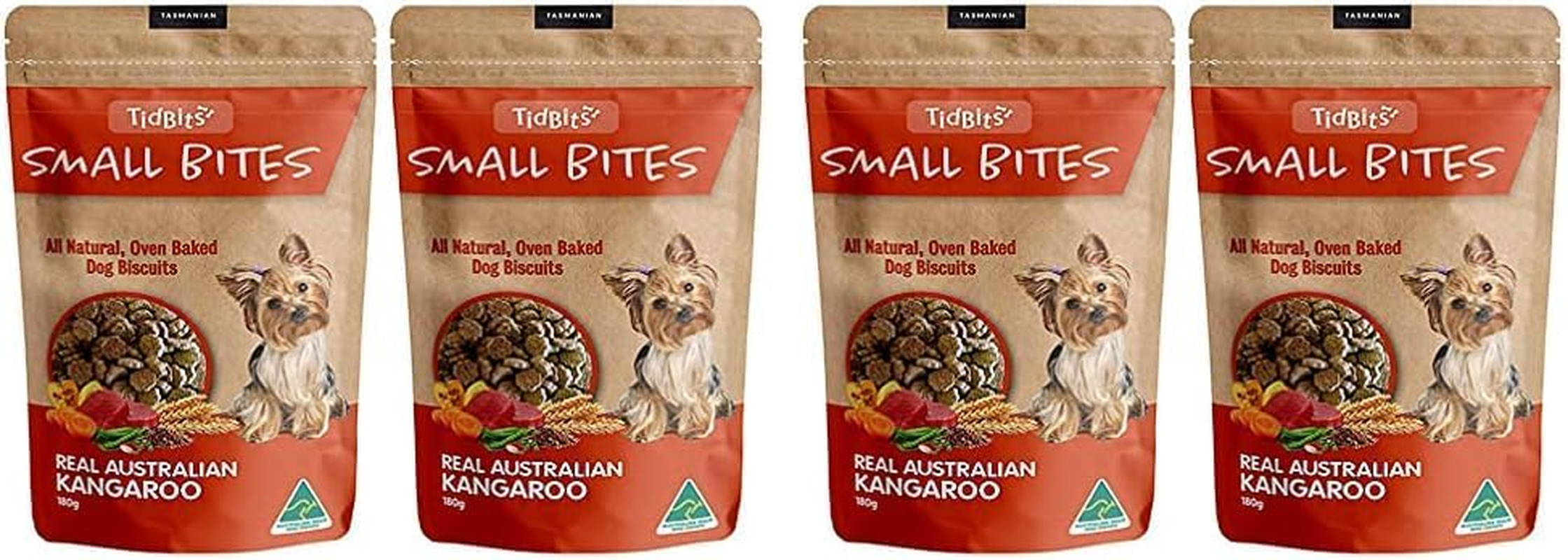 Tidbits Small Bites Real Australian Kangaroo Puppy Treats 180G - All Natural, Oven Baked Dog Biscuits image number 2