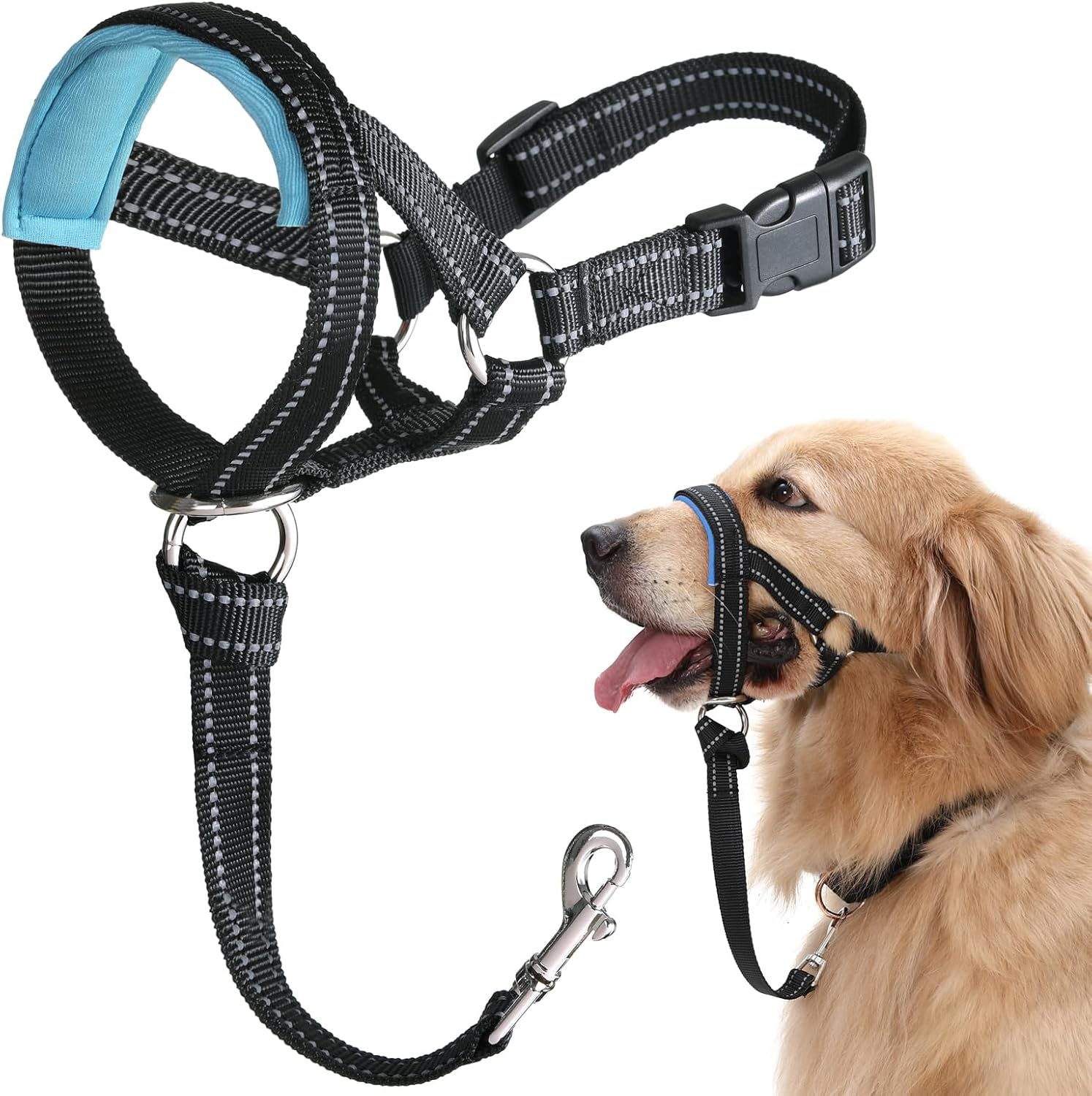 BARKLESS Dog Head Collar, No Pull Head Halter with Soft Padding, Reflective Soft Padded Snout Harness for Large Dogs, Labrador, Golden Retrievers, German Shepherd