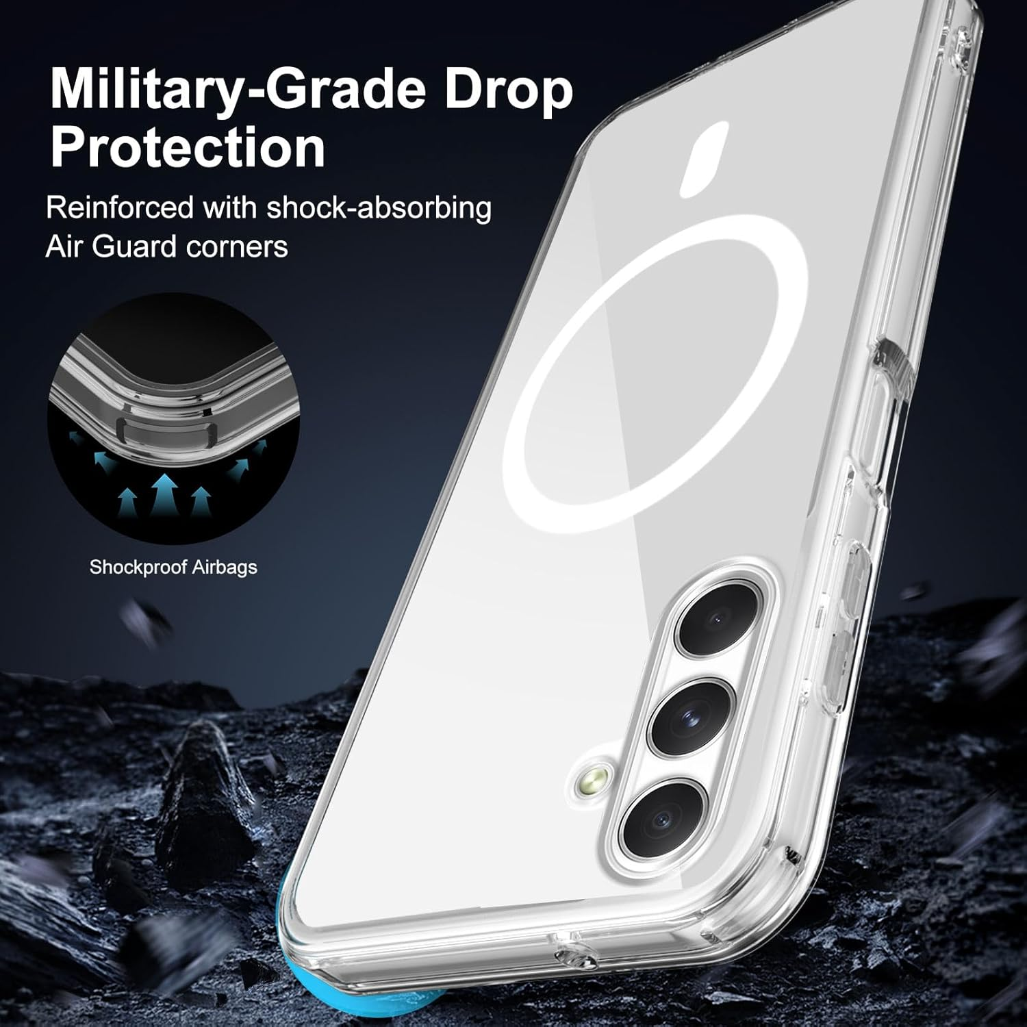 XTCASE Case for Samsung Galaxy S25 FE 5G, Magnetic, Compatible with Magsafe, Transparent Mobile Phone Case, Transparent PC Back + TPU Bumper, Crystal Clear image number 7