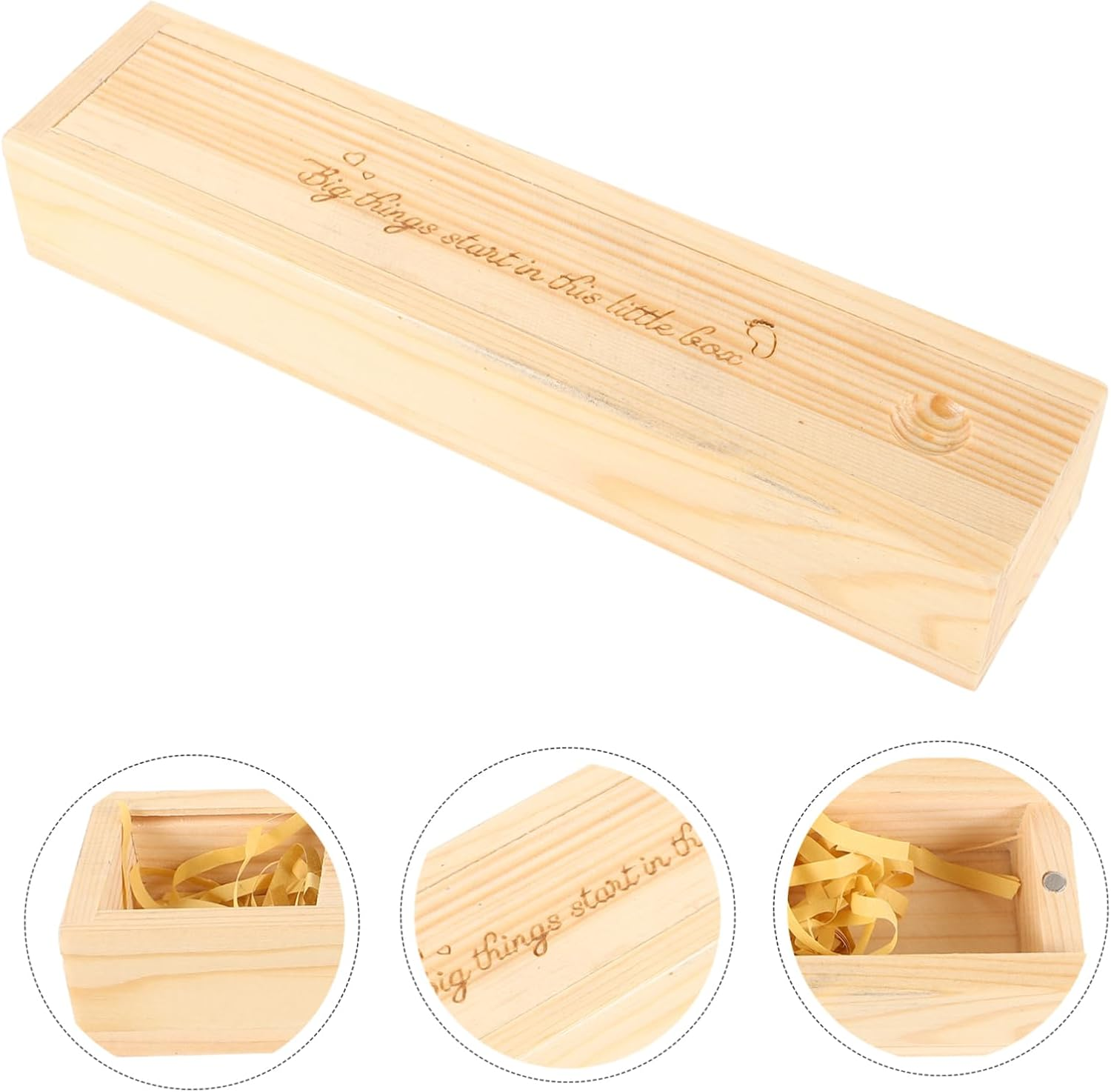 Pregnancy Test Keepsake Box with Lid Newborn Announcement Wooden Storage Case Female Keepsake Organizer Natural Wood Color Baby Memory image number 3