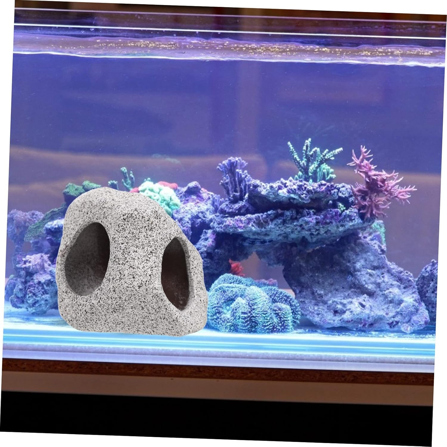 JOINPAYA Fish Tank Hide Cave for Shrimp Fish Decorative Aquarium Hiding Cave Lightweight Breeding Shelter Natural Rock Color for Aquatic Environments image number 2