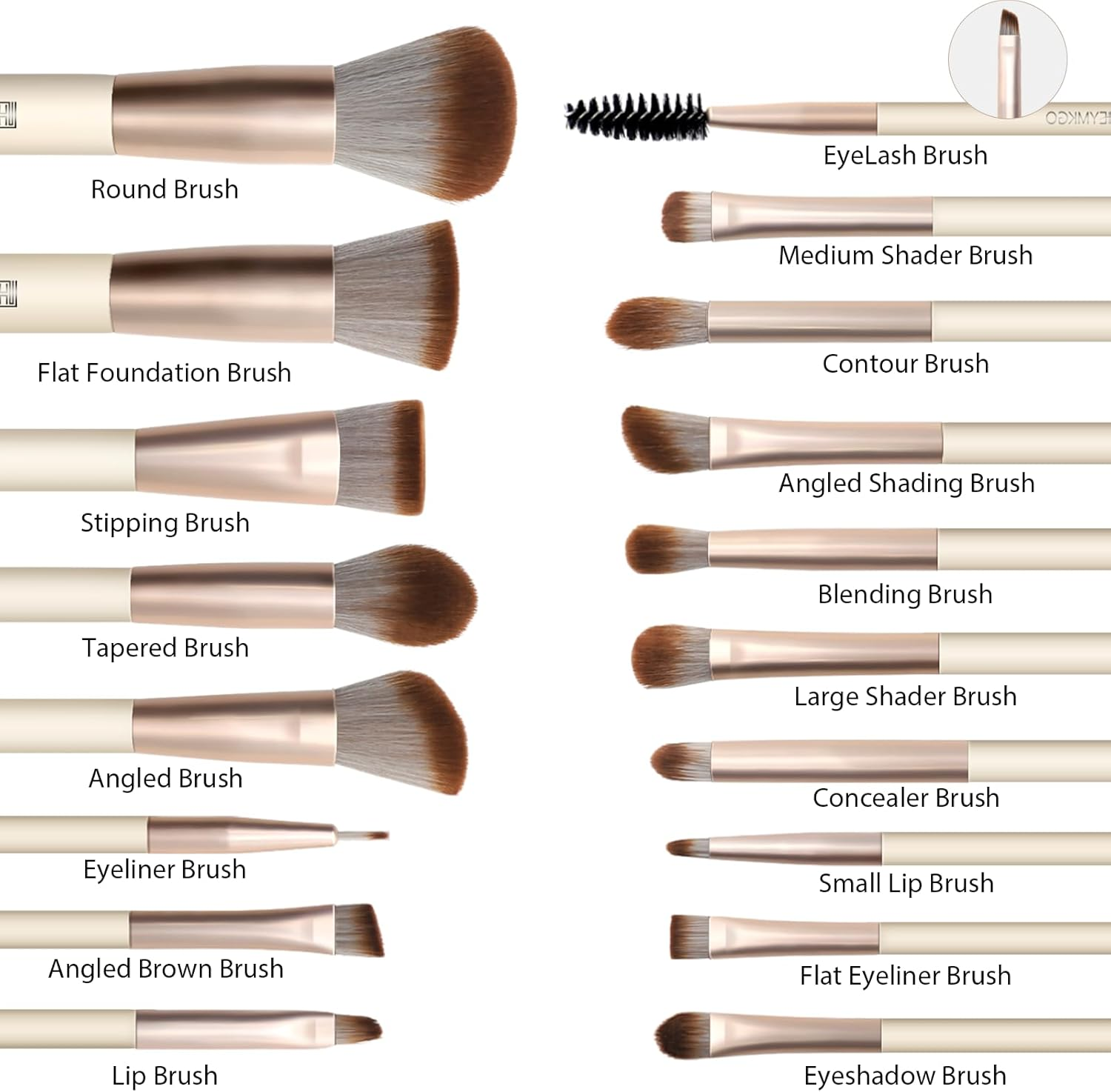 Makeup Brushes, HEYMKGO 18Pcs Professional Makeup Brush Set with 2 Powder Puff & Travel Bag, Premium Synthetic Foundation Powder Blush Blending Face Brush Kit, Eyeshadow Makeup Brushes & Tools image number 2