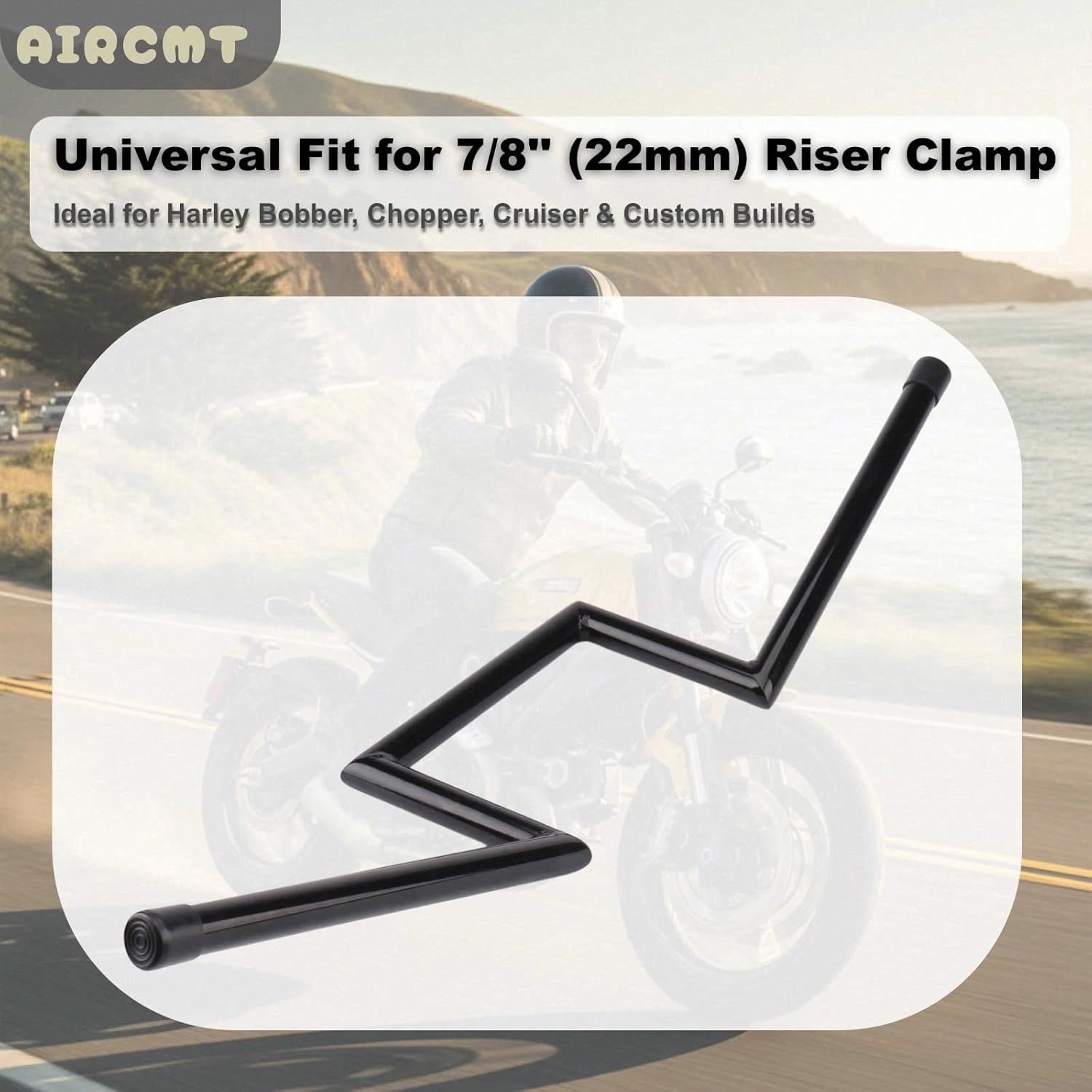 7/8'' 22Mm Motorcycle Z Drag Bar Handlebar for Honda Suzuki Yamaha Kawasaki Harley Chopper Cruisers Bobber Custom (Height 6'') image number 4