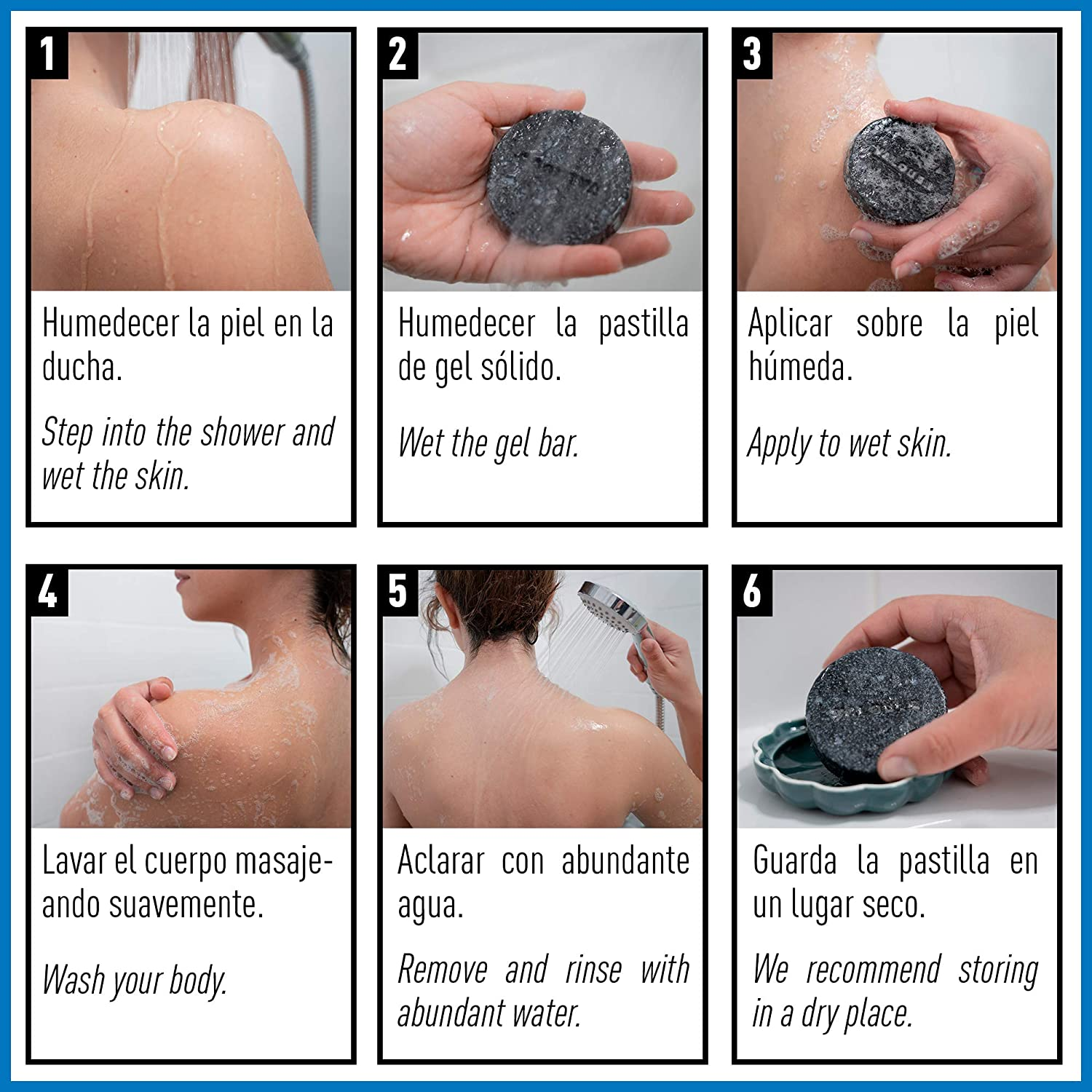 Valquer Gel Bar, Vegan, Soap-Free, Plastic-Free, Sulfate-Free, Ecological - 50 G (Active Carbon) image number 5