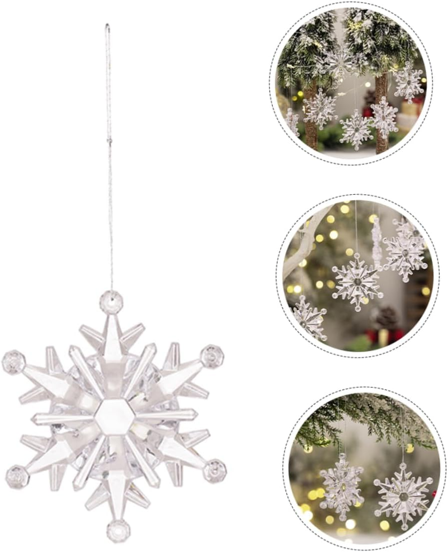 6Pcs Crystal Snowflakes Ornaments Snowflake Hanging Decorations for Xmas Tree Winter Party Decorations image number 1
