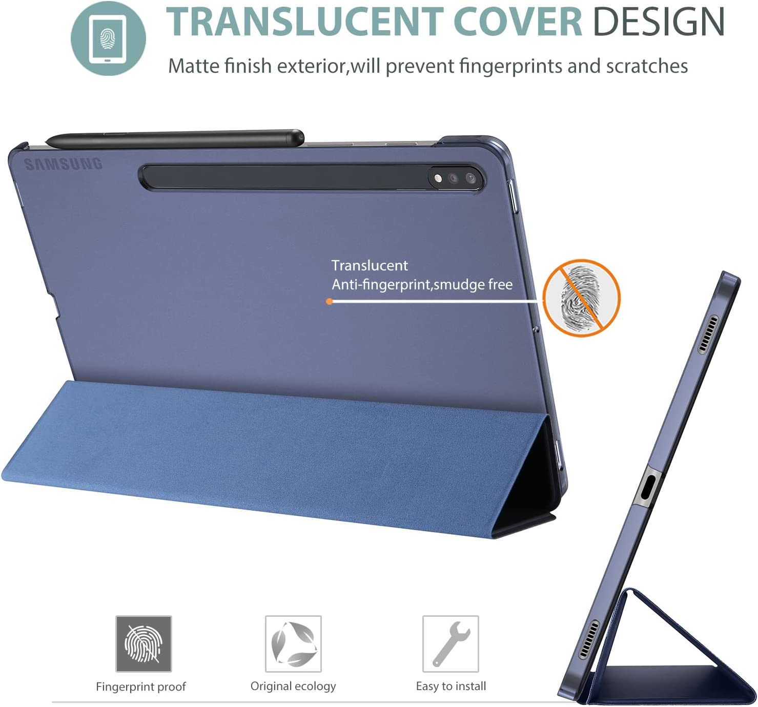 Procase Galaxy Tab S8 / Tab S7 11 Inch Case, Protective Slim Case Folio Hard Back Stand Smart Cover for 11" Galaxy Tab S8 2022 / Galaxy Tab S7 2020 SM-X700 X706 T870 T875 T878 &ndash;Navy image number 2