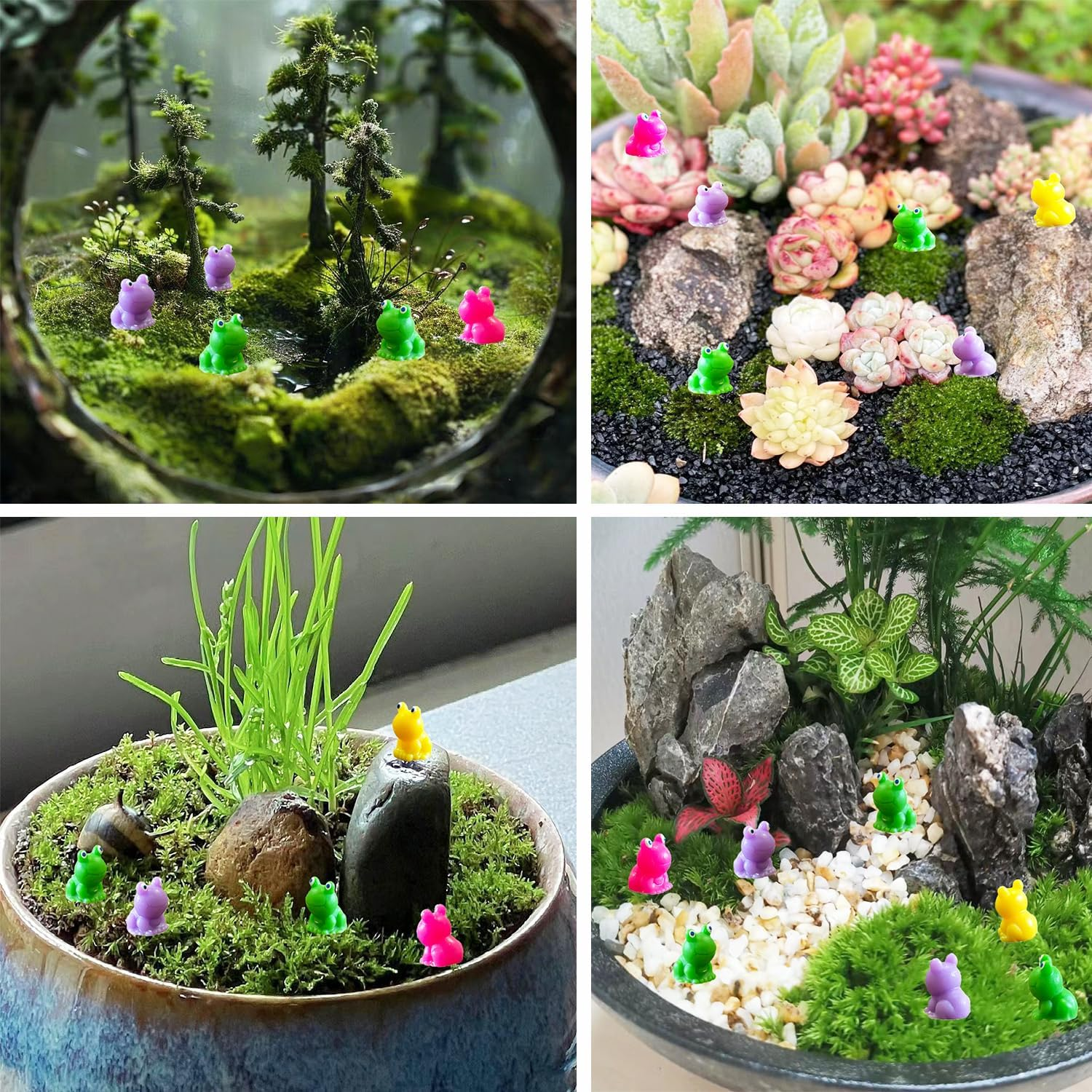 220 Pcs Mini Frogs, Bright Color Tiny Plastic Frogs for Home Fairy Garden Decor (Blue) - Multicolor image number 4