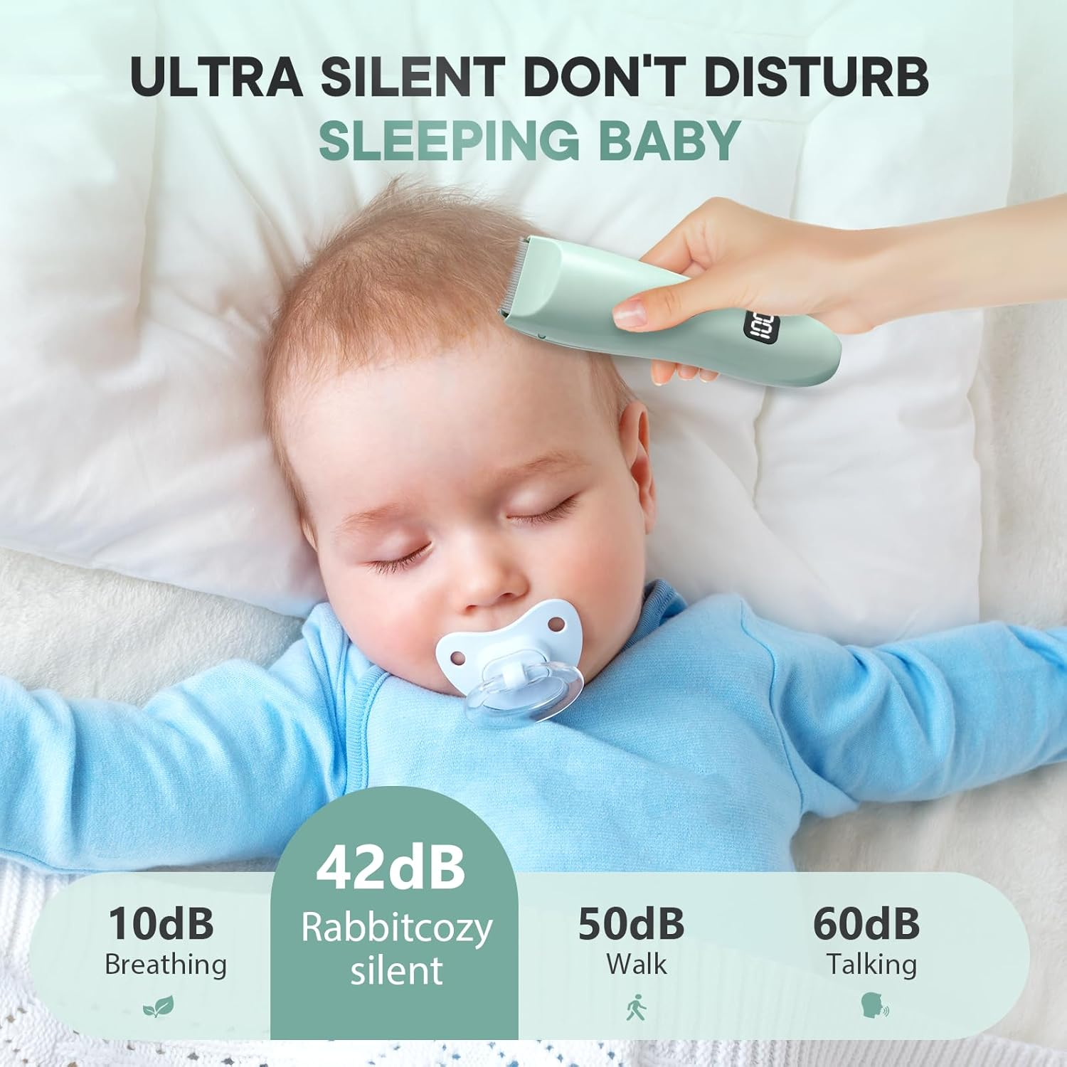 Baby Hair Clippers, Ultra-Quiet Hair Cutting Trimmer for 0-12, Waterproof Rechargeable&Cordless Hair Trimmer Kit for Infant Toddler&Kids image number 4