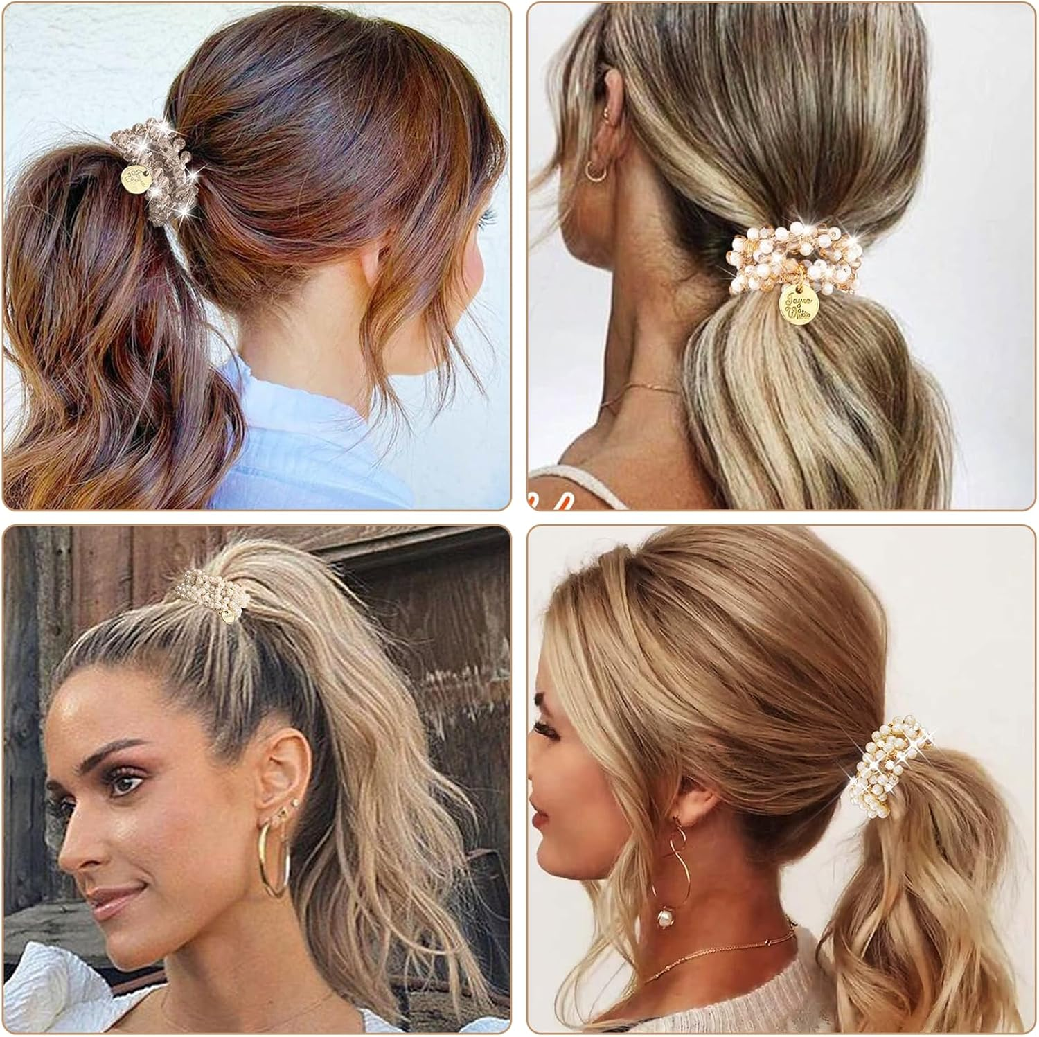 3-Piece Pearl Hair Scrunchie Beads Women'S Hair Bands with Beads Hair Band Beads Suitable for Straight, Curly and Long Hair Durable and Perfect for Any Look image number 6