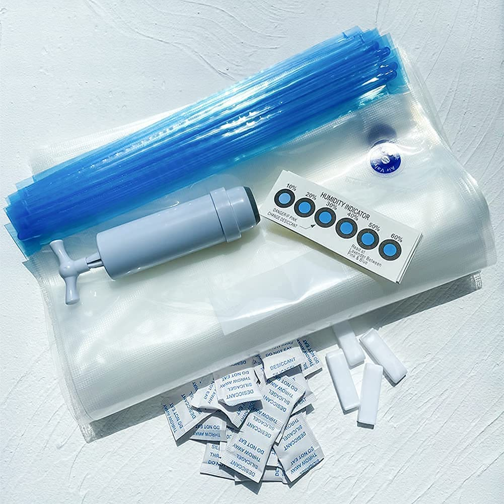 3D Printer Filament Storage Bag Kit Prevent and Monitor Moisture PLA Storage Dry Bags(12 X Vacuum Sealed Bags,1 X Hand Pump,20 X Desiccant,12 X Humidity Indicator Cards,4 X Sealing Clip),30X34Cm image number 5