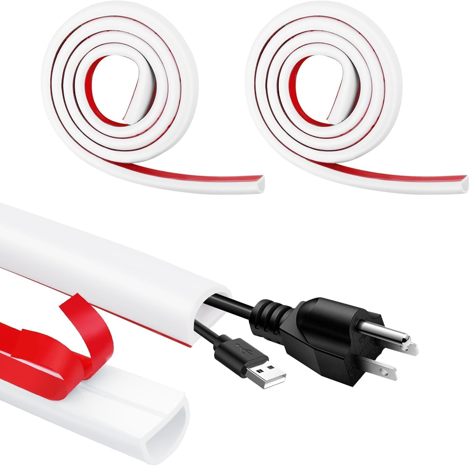 2M White Cable Hider, Cord Hider Self-Adhesive Curved PVC, Cable Cover for Wall, Wall-Mounted TV, Home, Office, Floor, Wire Management System for Extension Cords and Electronic Devices image number 3
