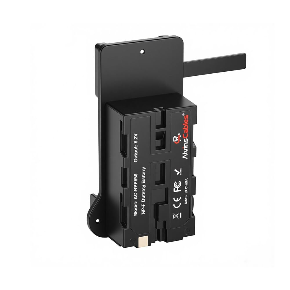 Alvin'S Cables NP-F Dummy Battery to V-Lock V-Mount Battery Plate for Sony NP-F970 F770 F550 for Atomos Shinobi Shogun Ninja V, for Hollyland Mars Transmission, Smallhd 702, LED Lights-Black image number 2