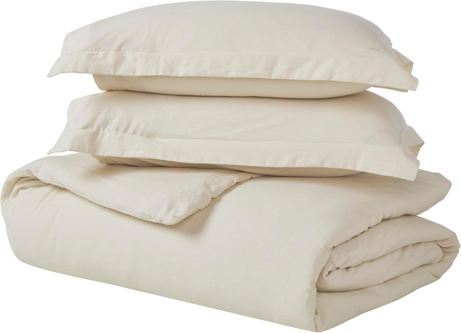 SUPERIOR Cotton Linen Duvet Cover Set, Chic Decor for Bedroom, Includes 1 Duvet Cover with Button Closure, 2 Pillow Shams, Boho Aesthetic Bedding Essentials, Soft, Lightweight, Full/Queen, Tan