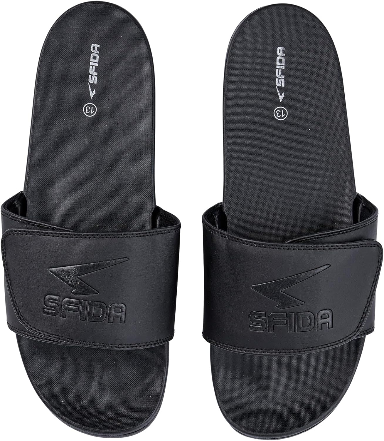 Sfida Laze Adjustable V Strap Slides Mens Black Outdoor Lightweight image number 4