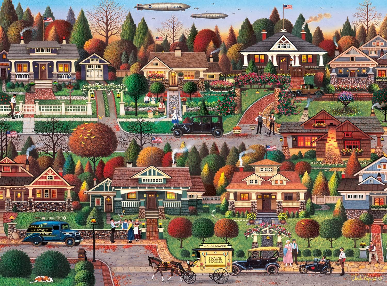 Buffalo Games - Silver Select - Charles Wysocki - Labor Day in Bungalowville - Premium 1000 Piece Jigsaw Puzzle for Adults image number 3