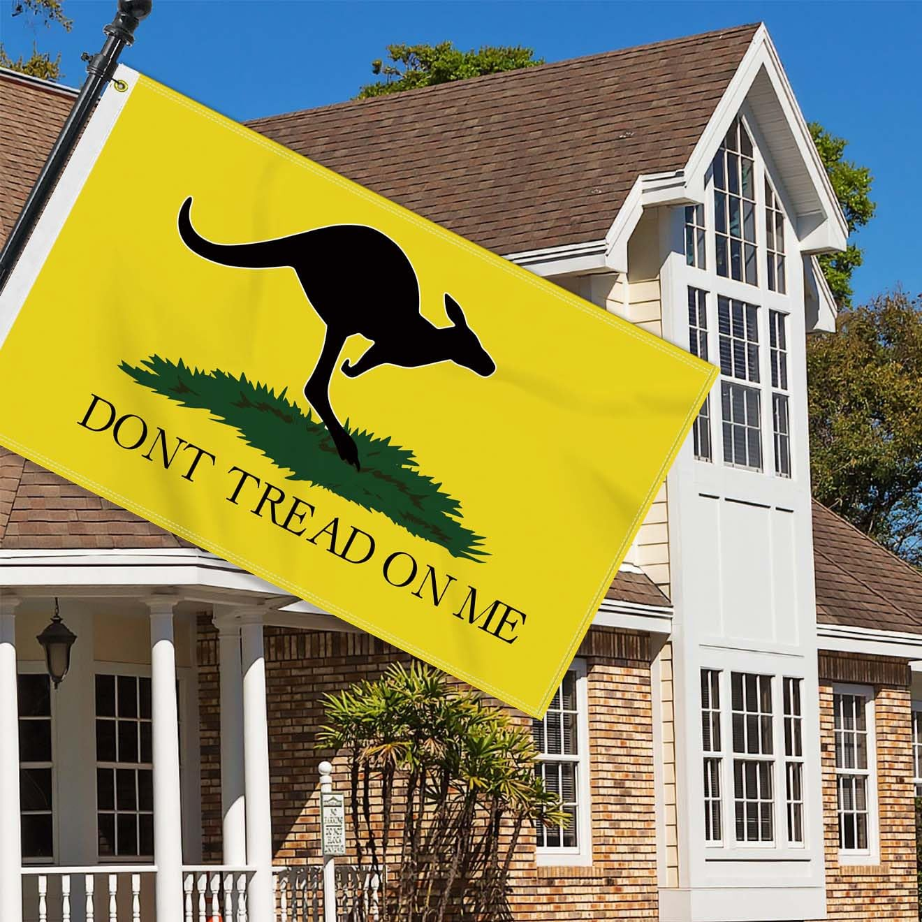 Large 3&times;5 FT Dont Tread Kangaroo Flag, Big on Me Yellow Snake100D National Outdoor Banner,Decorgarden with Brass Gromment image number 4
