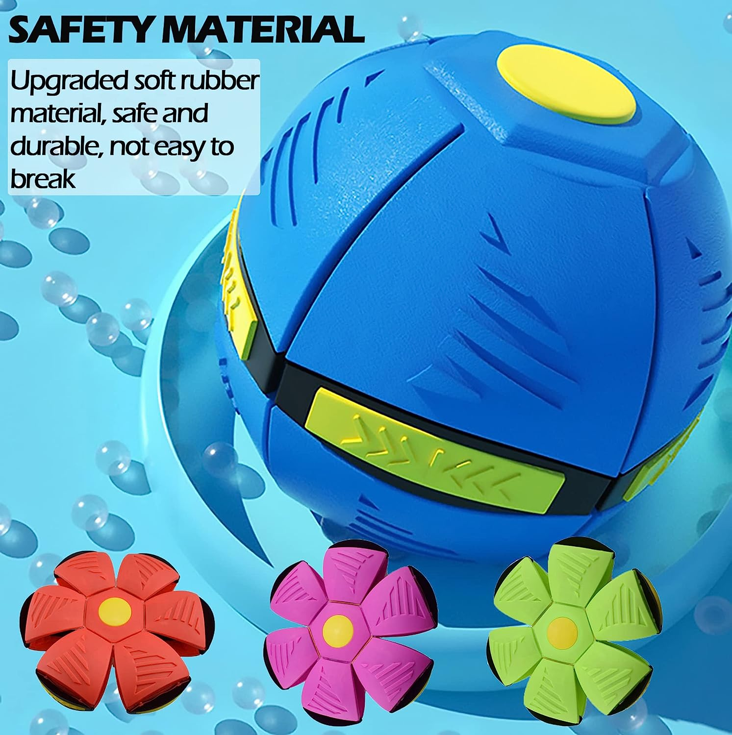 Pet Toy Flying Saucer,Dog Toy Deformation of Foot Pressure,Portable Dog Flying Saucer Toy,Interactive Flying Ball for Dogs,Outdoor Sports Suitable for Small Dogs-Blue image number 3