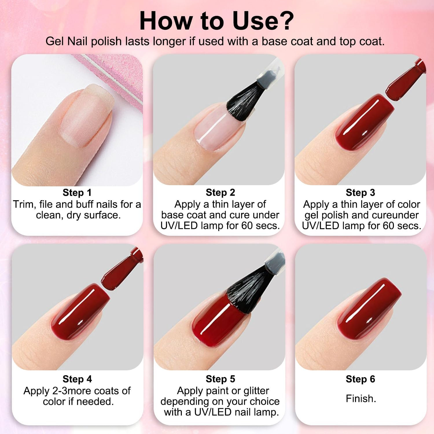 Necomi [52 PCS] Gel Nail Polish Set, 36 Colour Gel Nail Polish Kit with Base Coat Top Coat Glossy / Matte, All Seasons Nail Art Accessories, Surface Easy to Apply, Suitable for Ladies Gift Home DIY Gifts for Girl Mother image number 5