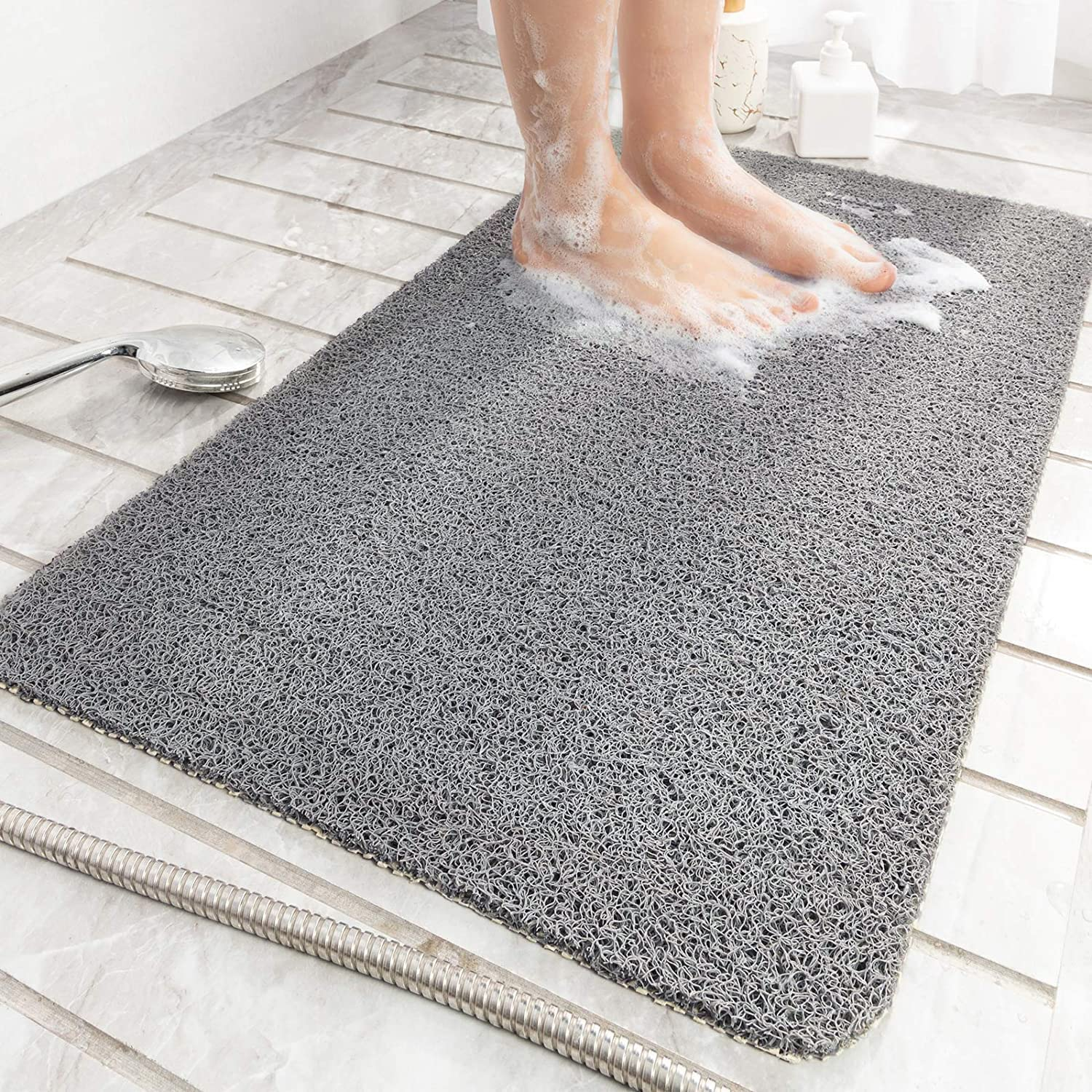 Non Slip Bathtub Mat,20X32 Inch,Shower Mats for Bath Tub,Soft Textured Bath, Shower Mat,Pvc Loofah Bath Mat for Tub,Shower,Bathroom,Quick Drying/Grey image number 5