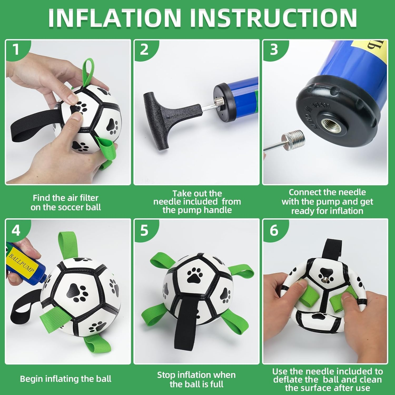 QDAN Dog Toys Soccer Ball with Straps, Interactive Dog Toys for Tug of War, Puppy Birthday Gifts, Dog Tug Toy, Dog Water Toy, Durable Dog Balls World Cup for Small Dogs (Mini) image number 4