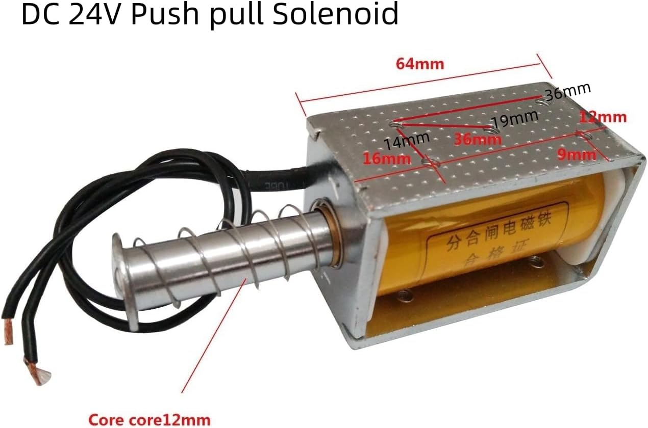 Apoesar Push Pull Solenoid DC 24V 35Mm Long Stroke Small Electromagnetic Solenoids Electric Magnet for Automobiles, DIY (DC 24V)