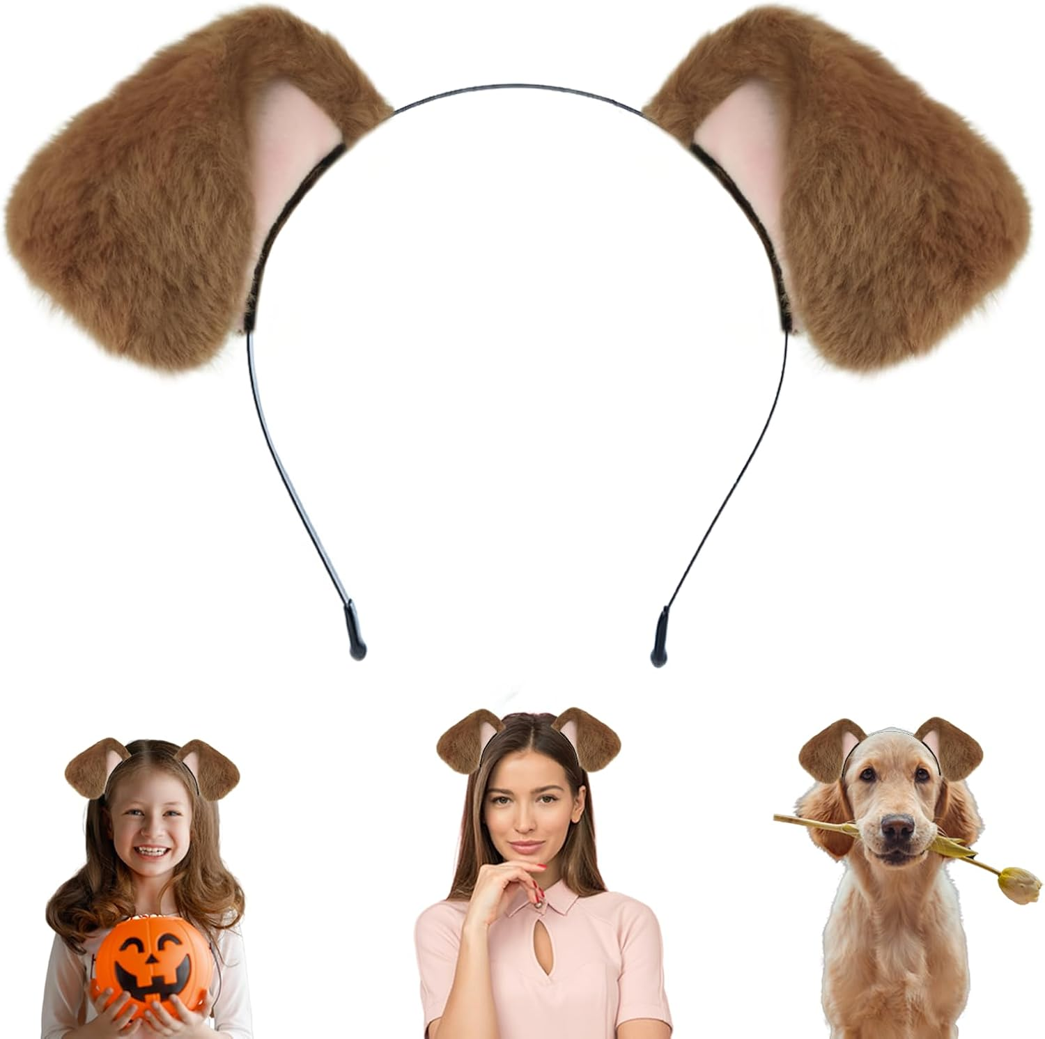 Beviliu Animals Ears Headband Realistic Fluffy Cat Ears Bunny Ears Halloween Headband for Washing Makeup Fashion Headband