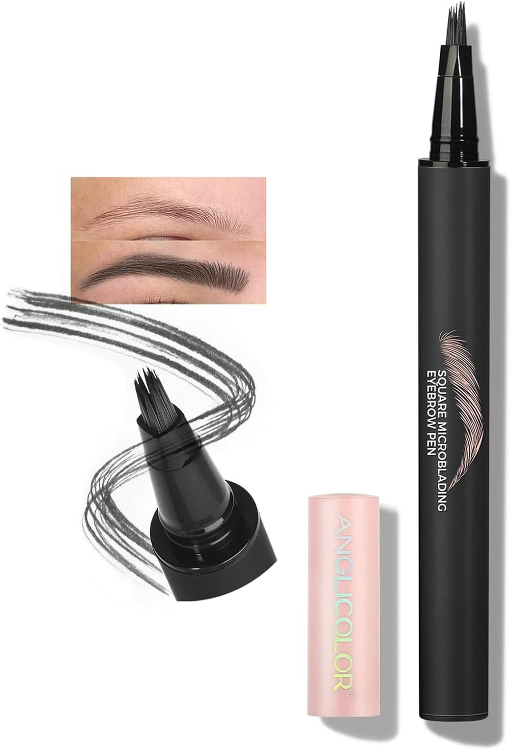 Anglicolor Eyebrow Pen Simple and Easy to Use，Microblading Pen for Eyebrows Creates Hair-Like, Natural-Looking, 3D Eyebrows,All-Day, Long-Lasting Makeup Effect (03 SLATE BROWN)