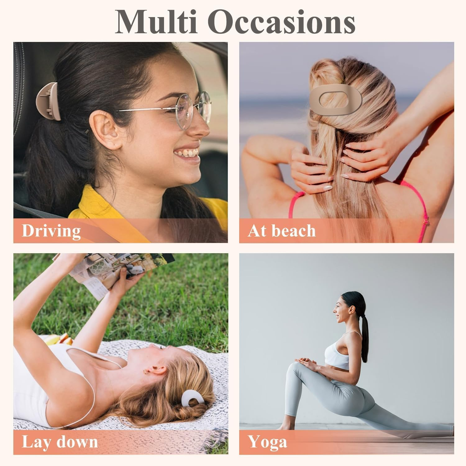 SHUNYUNG Flat Hair Clips round Lay down Hair Claw Clips, 4 Pack, Strong Hold, Medium Size, 4 Inches X 2.4 Inches, Matte Finish, Claw Clip, Women'S Hair Clip, 4 Pieces image number 4