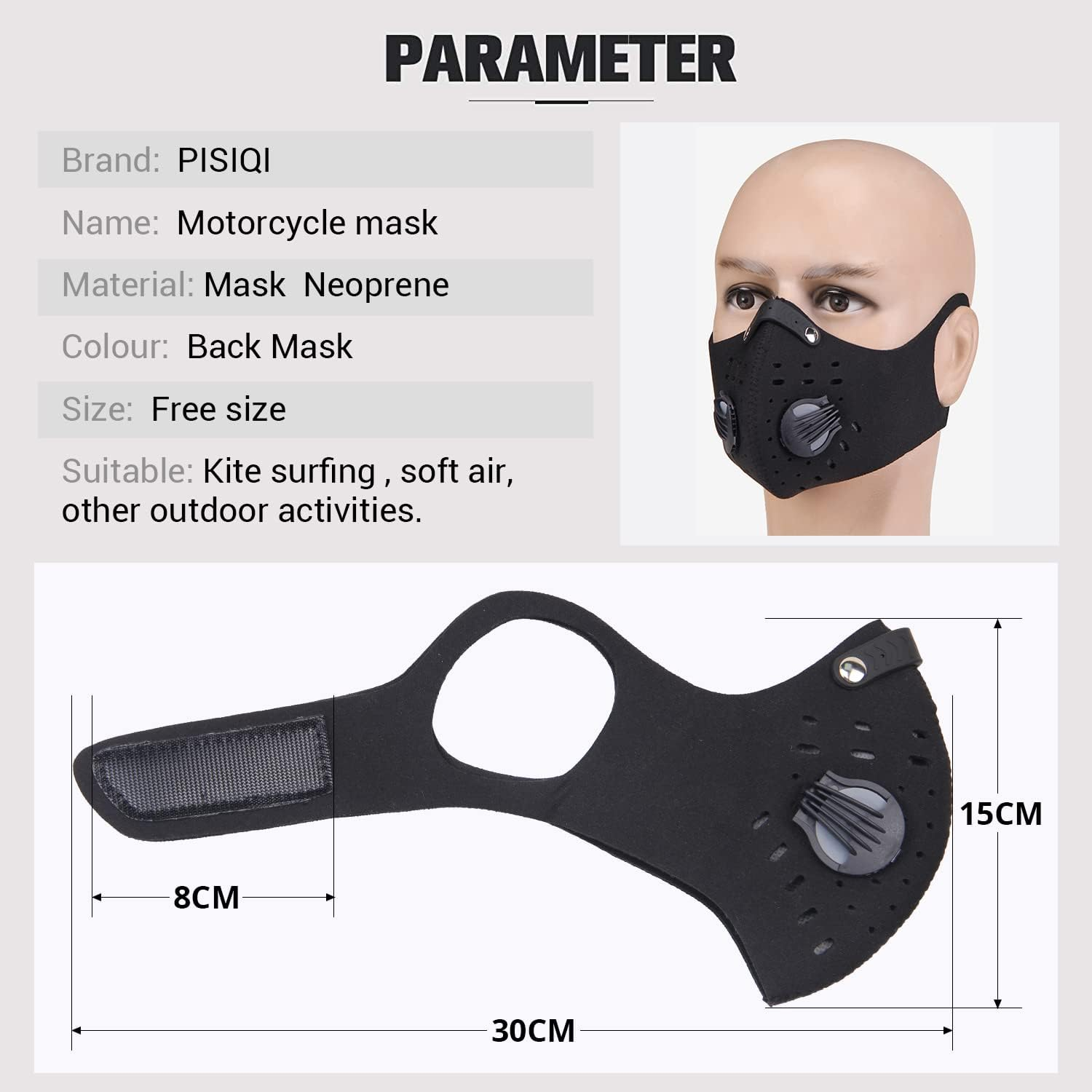 PISIQI Dust Mouth Face Cover Half Face Sports Face Protections anti Dust Face Mouth Riding Cover with Valve Reusable Breathing Lightweight Face Shield Outdoor Facial for Men and Women image number 4