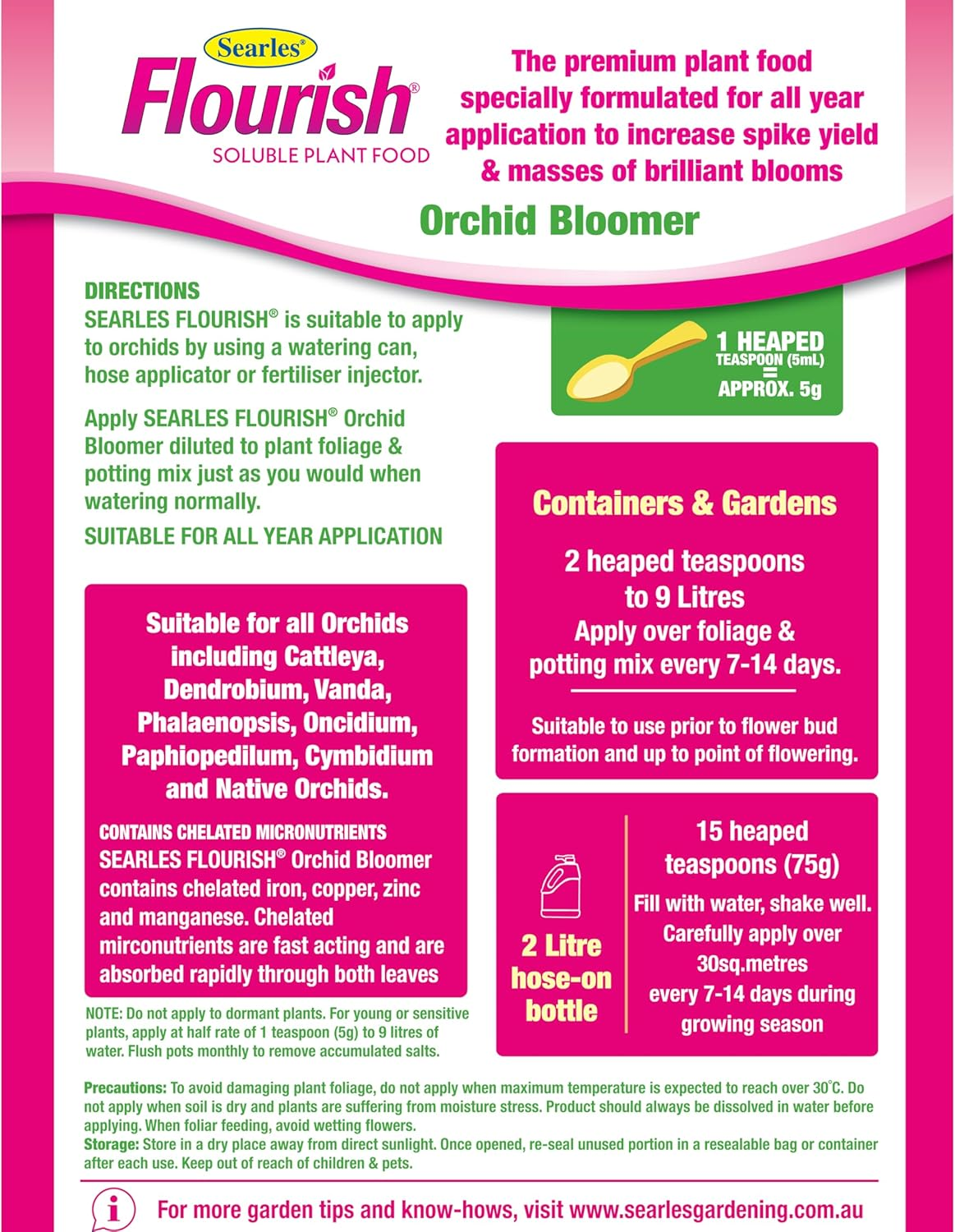 Searles Flourish Orchid Bloomer Soluble Plant Food, 500 G image number 3