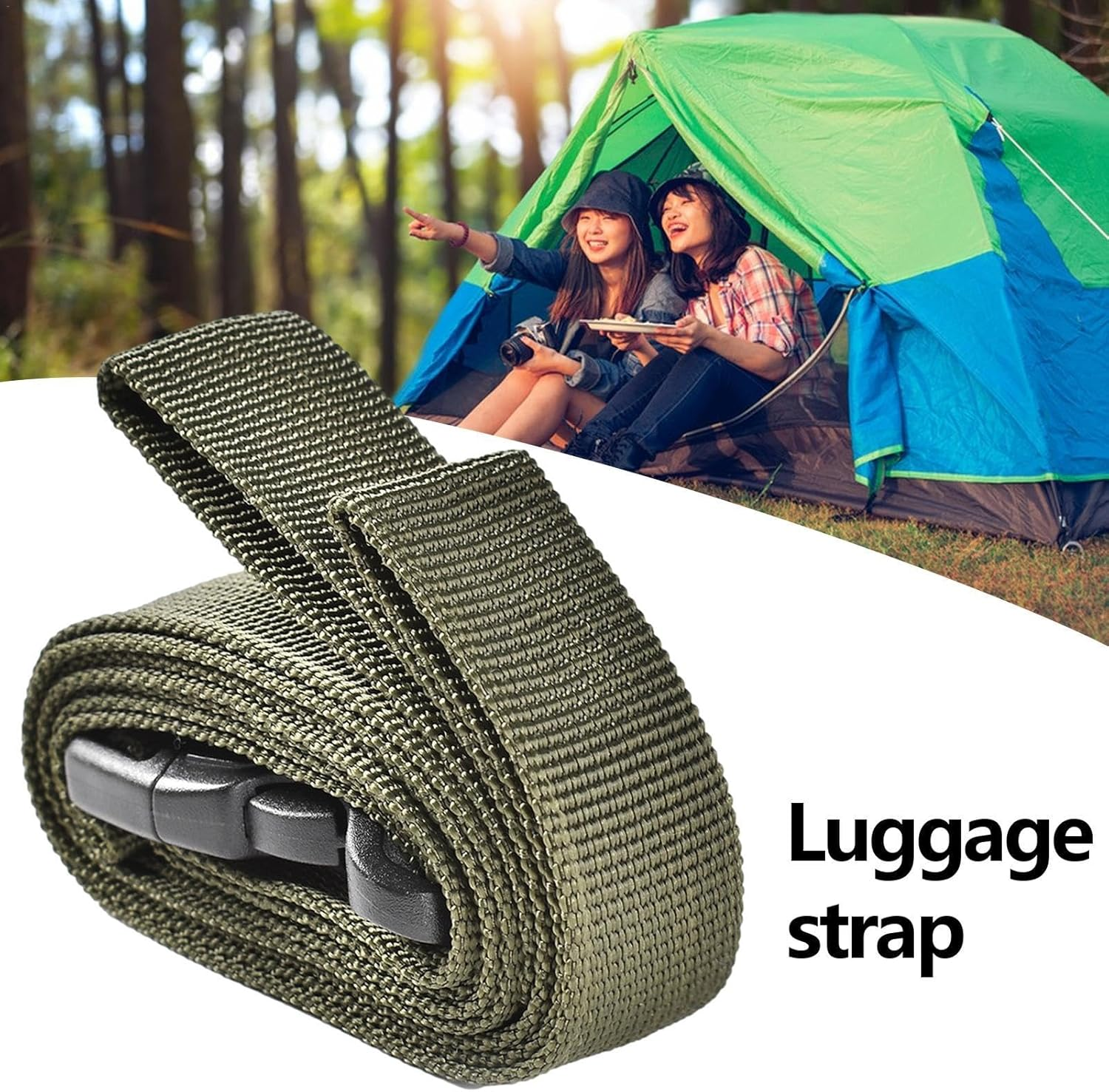 Buckle Packing Straps - Tie down Strap,Utility Strap with Buckle, Camping Gear Strap, Tie down Strap, Lashing Strap Adjustable for Sleeping Bag, Picnic Mat - Black image number 7