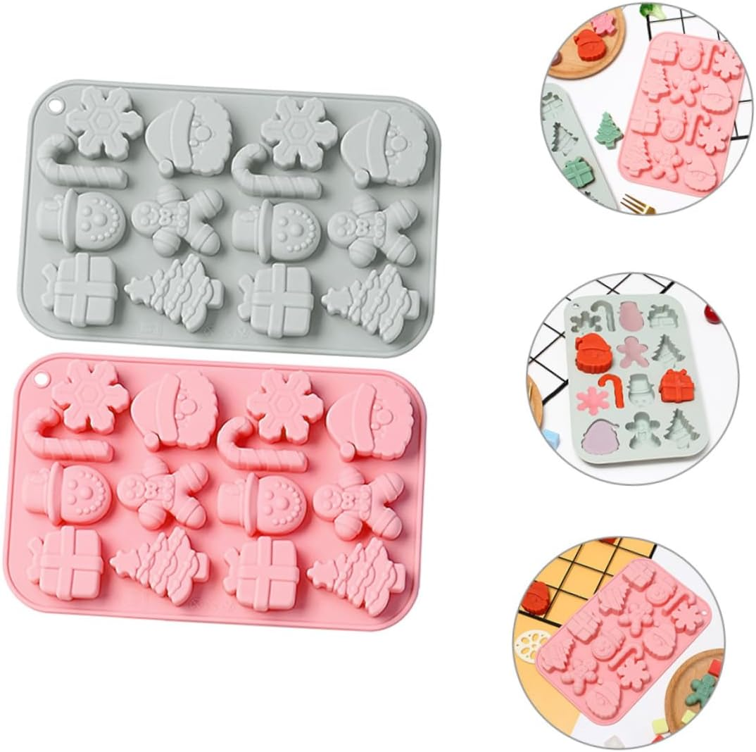 2Pcs Cake Baking Mold Silicone Christmas Mold Themed Candy Making DIY for Christmas Themed Baking Chocolate Chocolate Candy image number 6