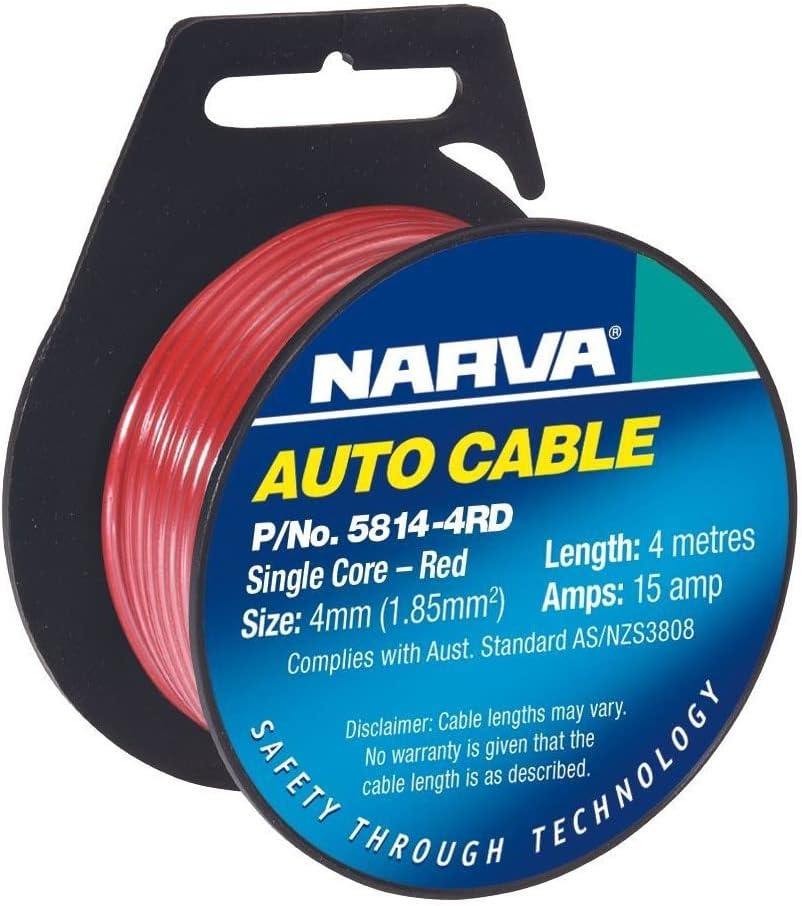 Narva 15A Auto Cable, 4 Mm Diameter, Red
