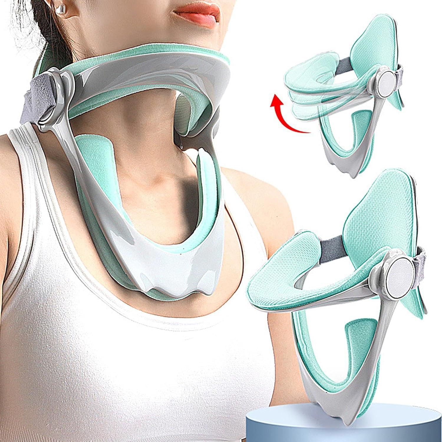 Front Neck Correction Brace, Posture Corrector Neck Brace 360&deg;Adjustable Cervical Traction Device Posture Corrector for Watching, Videos, 20.5X16.5X12.2Cm image number 2