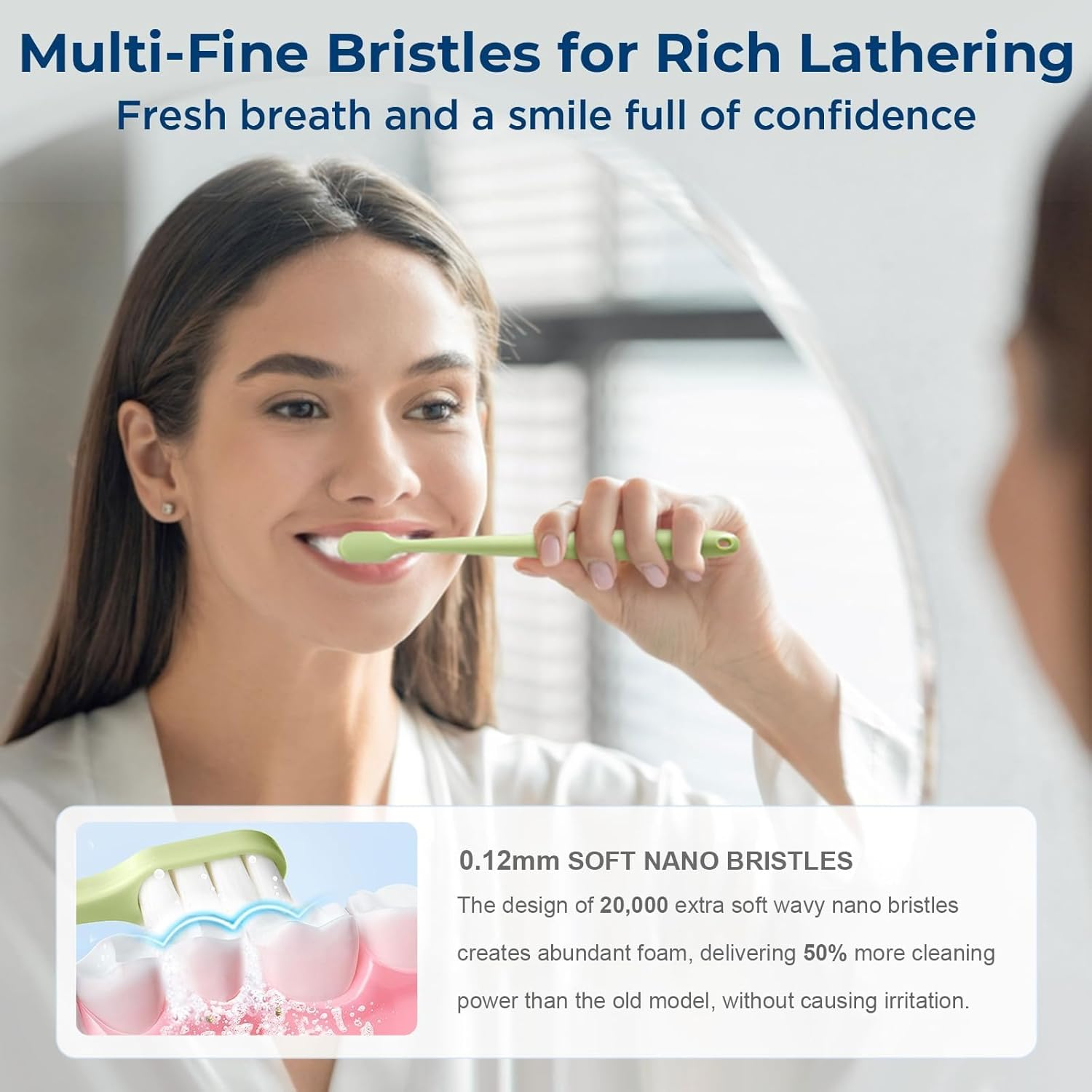 Extra Soft Toothbrushes for Adults Sensitive Gums, Upgraded 20000 Soft Bristles Toothbrush with 8 Holes, Compact Small Head Portable Manual Toothbrush for Pregnant Women, Elderly, Braces image number 1