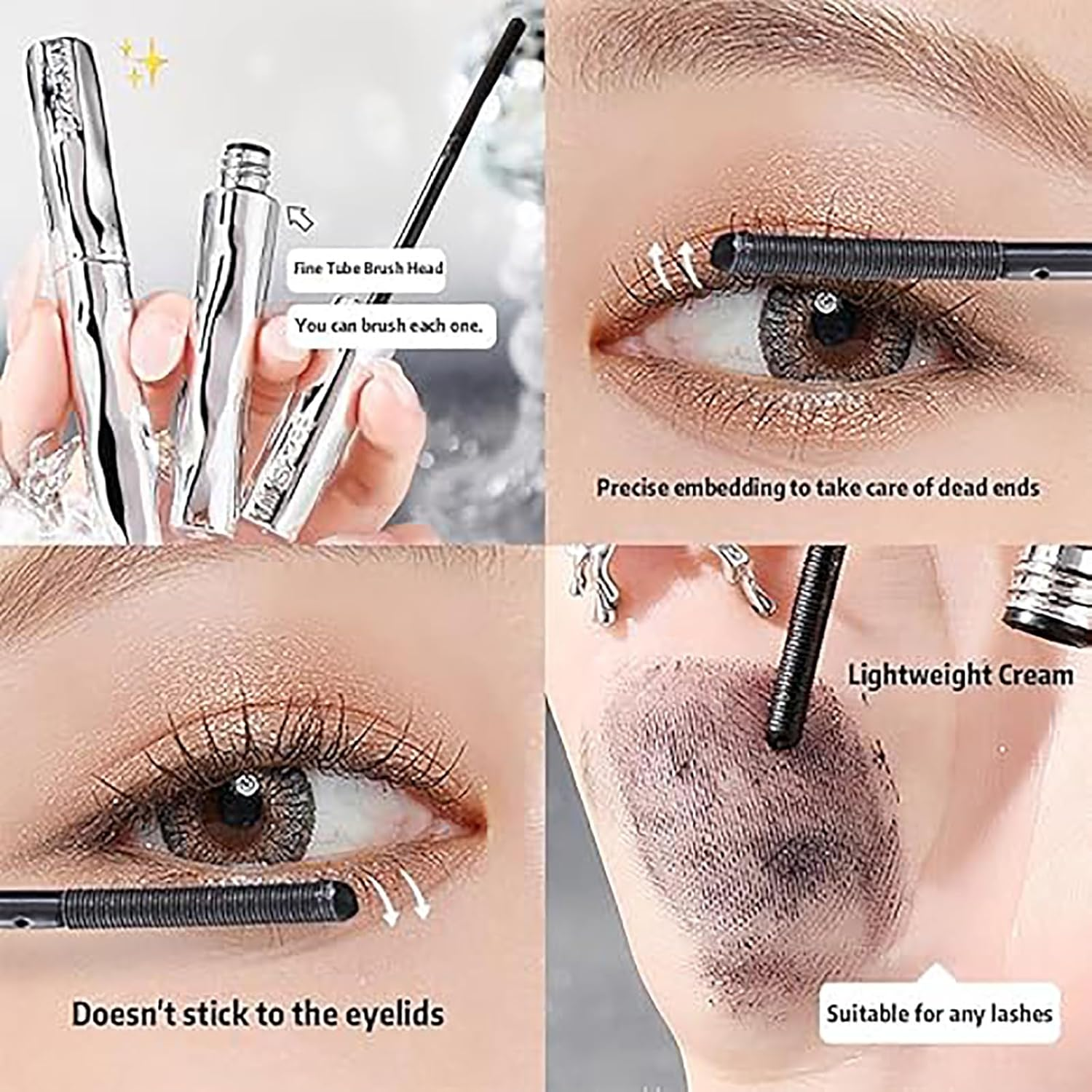 Laidanyou Mascara, Laidanyou Small Steel Mascara, 3D Curling Eyelash Iron Mascara, Enlarge Your Eyes Small Steel Tube Mascara, Waterproof & Sweatproof Lengthening & Curling Mascara (1) image number 3