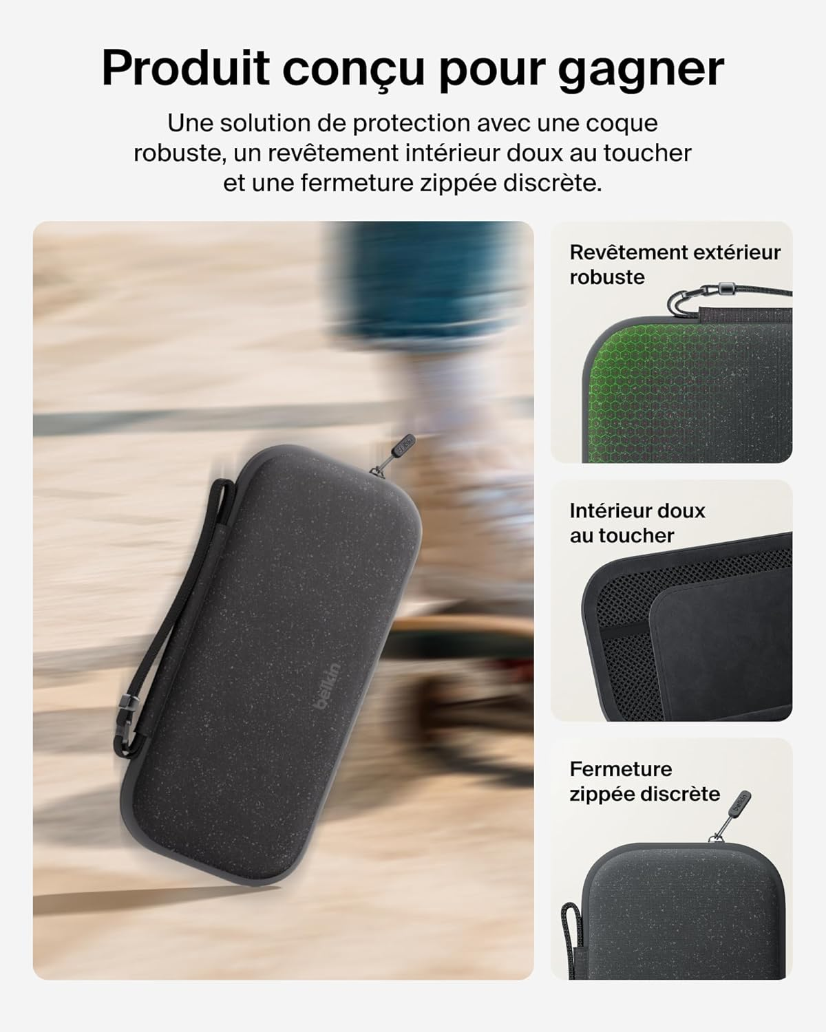 Belkin Gaming Nintendo Switch 2 Tasche Mit F&auml;chern F&uuml;r Airtag Und Game-Karten &ndash; Leichtes Hartschalen-Case Mit Weichem Futter F&uuml;r Reisen, Gaming Reisezubeh&ouml;r &ndash; Anthrazit - Charcoal image number 4