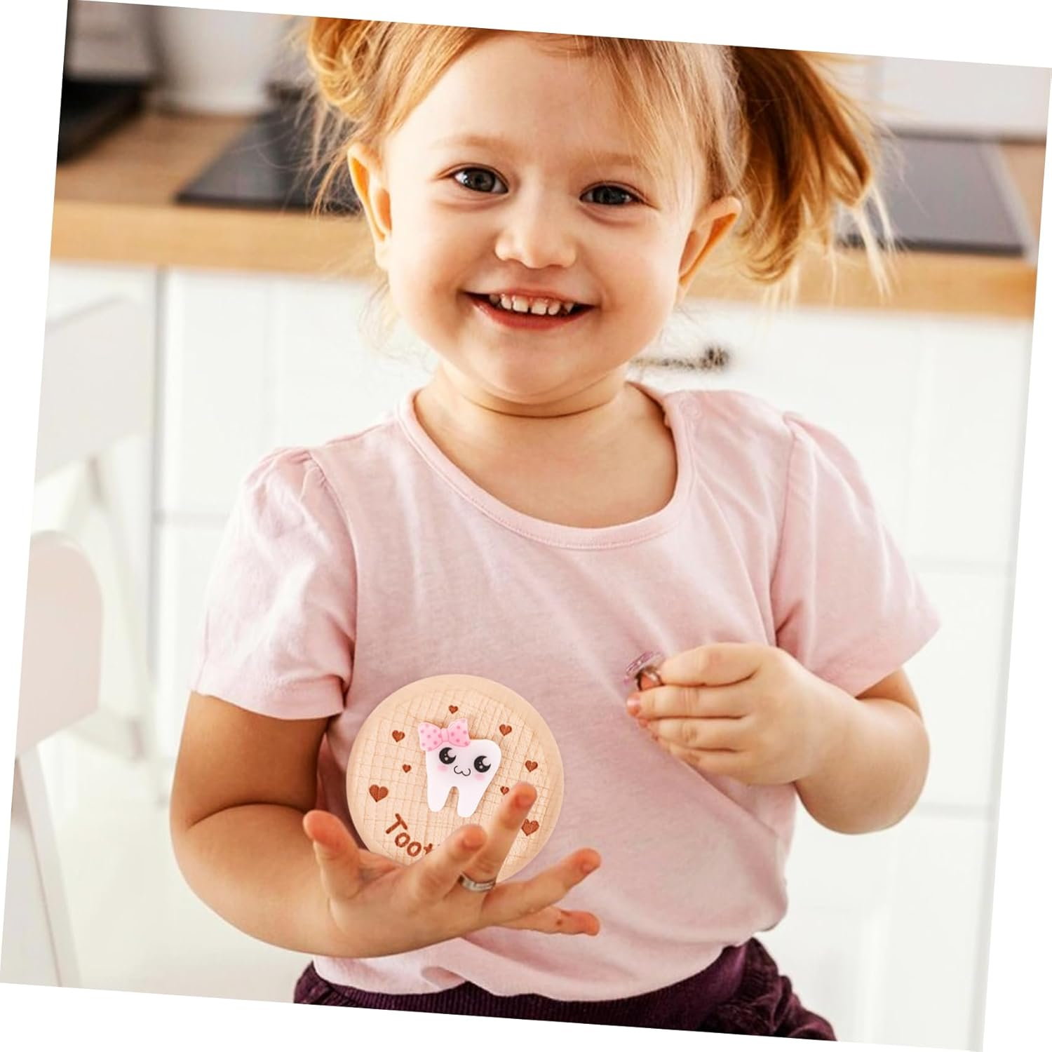 SECFOU Wooden Tooth Box for Boy Girl Modern Keepsake Storage for Teeth and Hair Cute Fairy Box for Boys and Girls Elegant Design for Nurseries and Bedrooms image number 5